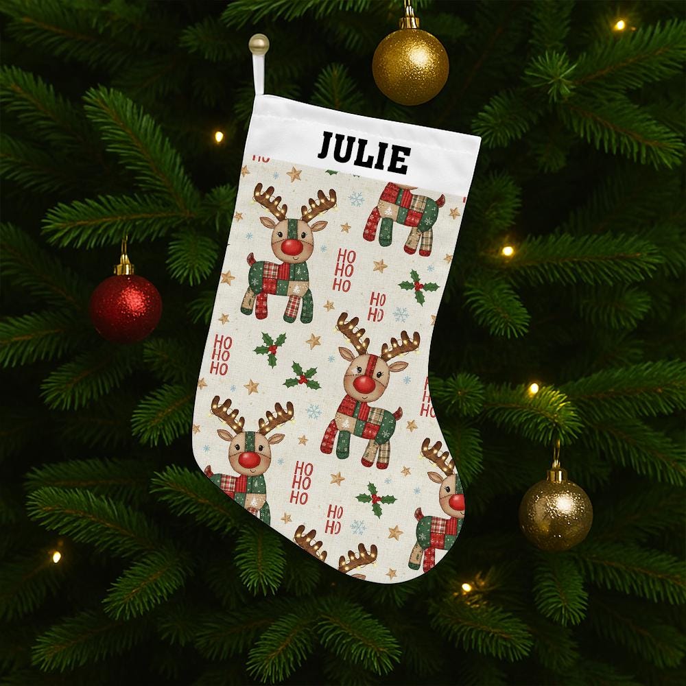 Personalized Reindeer Christmas Stocking: Holiday Decoration