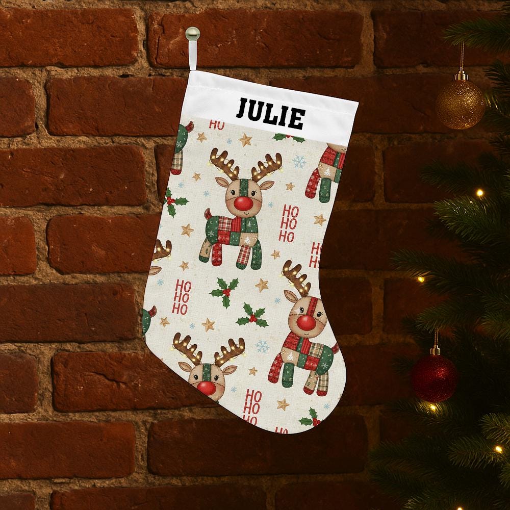 Personalized Reindeer Christmas Stocking: Holiday Decoration