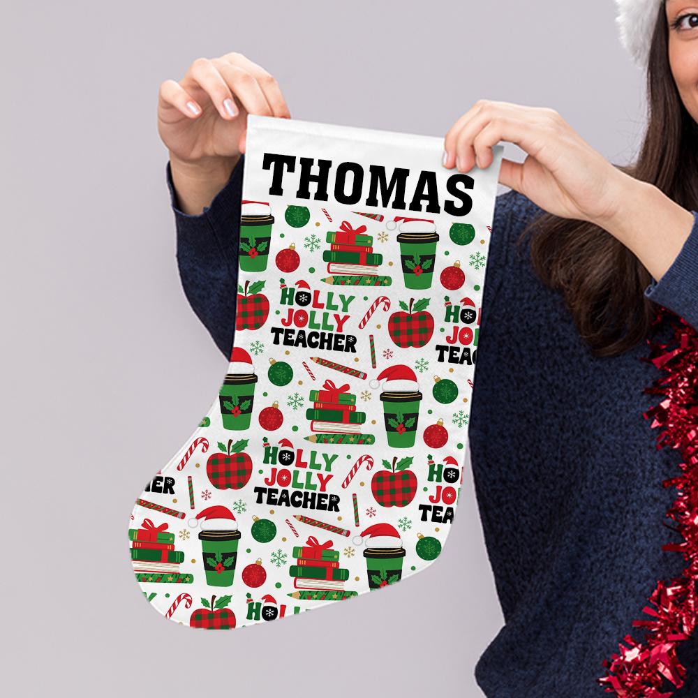 Personalized Teacher Christmas Stocking with Name