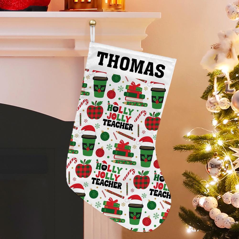 Personalized Teacher Christmas Stocking with Name