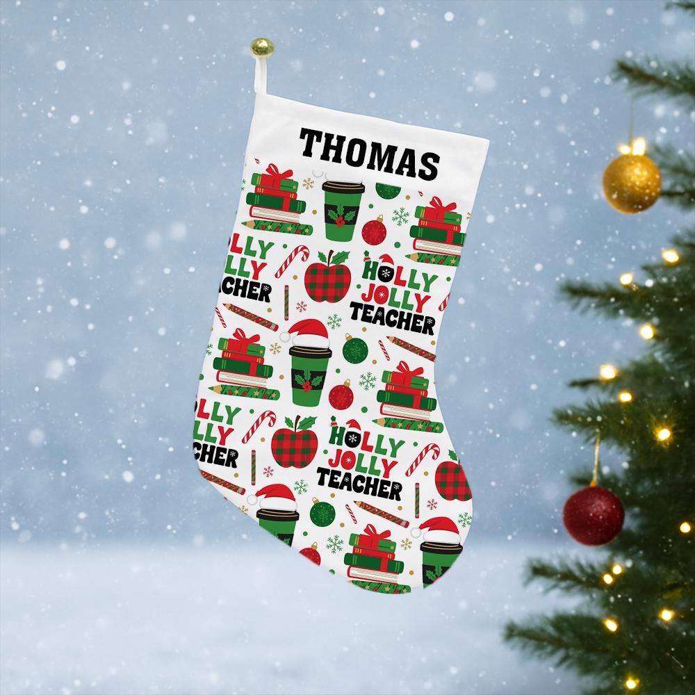 Personalized Teacher Christmas Stocking with Name