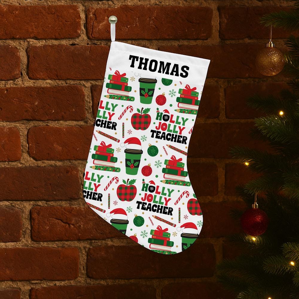 Personalized Teacher Christmas Stocking with Name