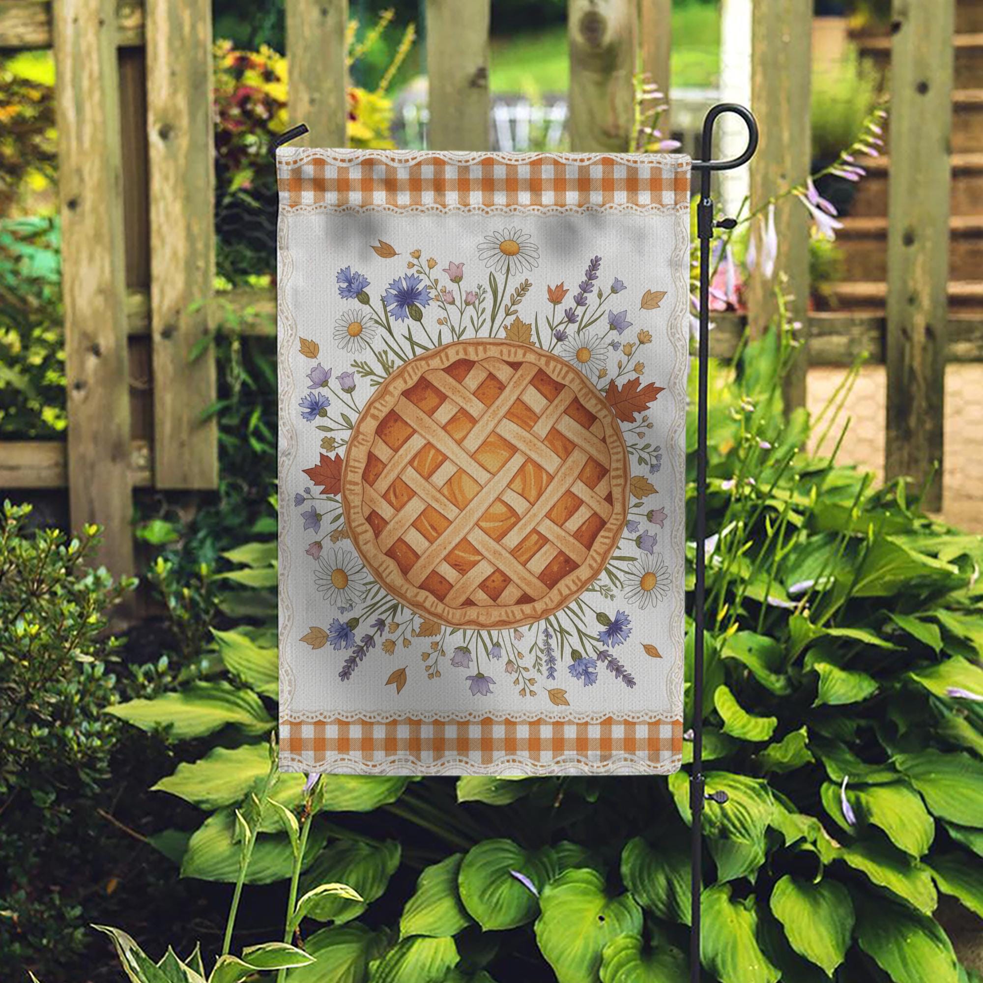 Fall Pie Garden Flag: Rustic Autumn Thanksgiving Decor