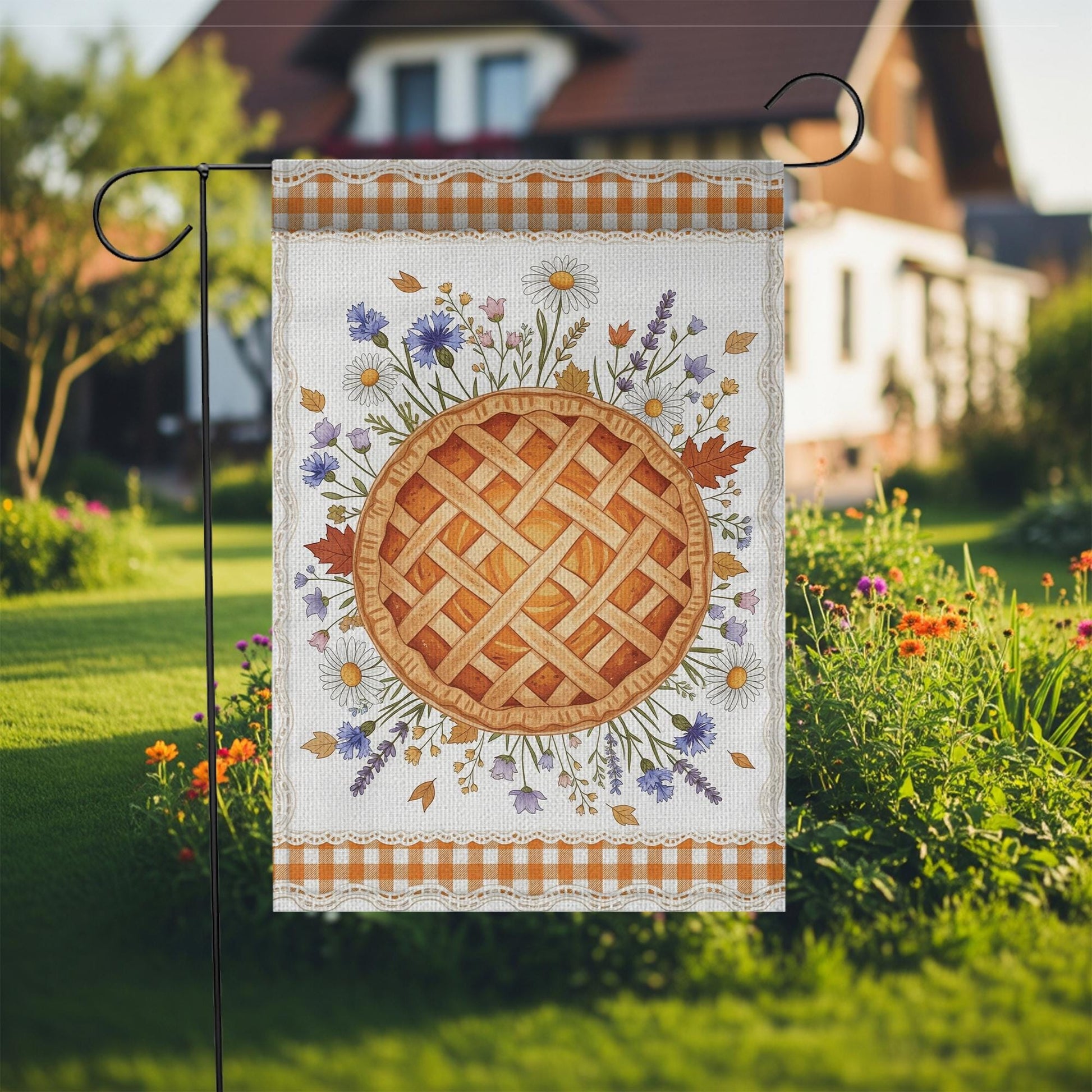 Fall Pie Garden Flag: Rustic Autumn Thanksgiving Decor