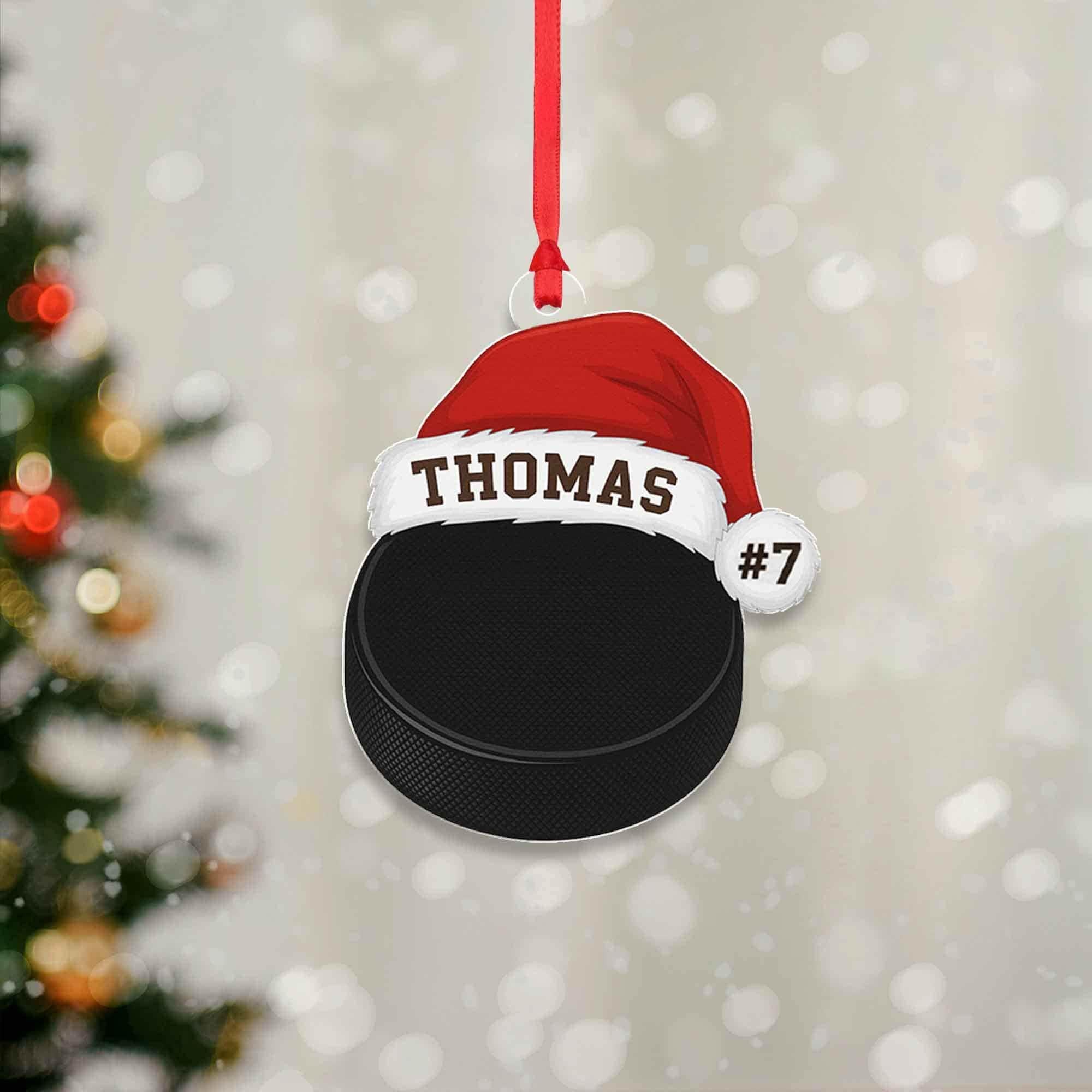 Personalized Sports Christmas Ornament: Santa Hat, Baseball, Basketball, Football