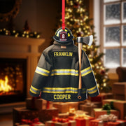 Personalized Firefighter Ornament: Custom Fireman Jacket Christmas Decor