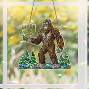 Holographic Bigfoot Hanukkah Ornament: Sasquatch Judaica Window Hanging