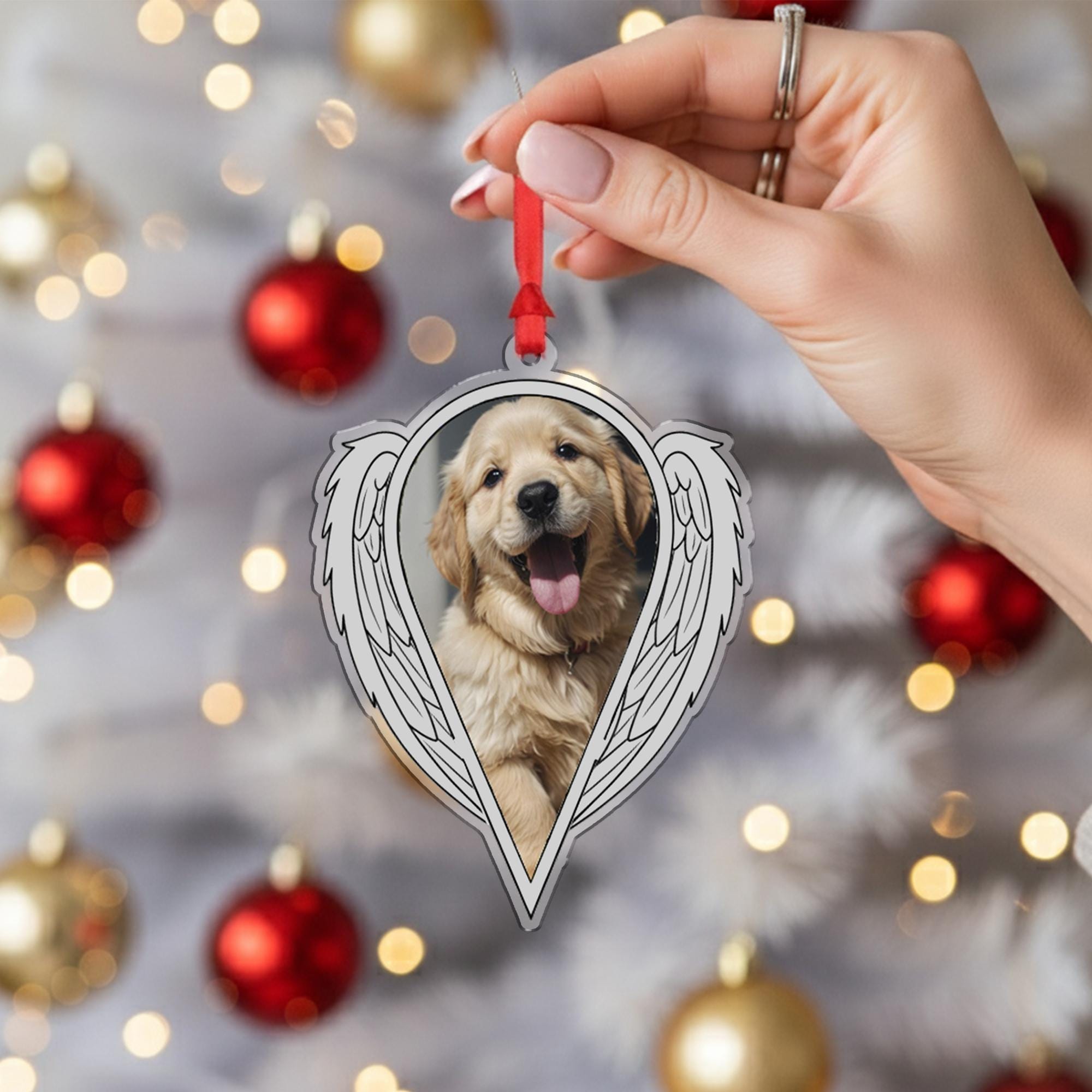 Photo Dog Angel Wings Ornament – Personalized Memorial Pet Christmas Keepsake