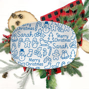 Personalized Christmas Platter: Blue Doodle Holiday Serving Tray