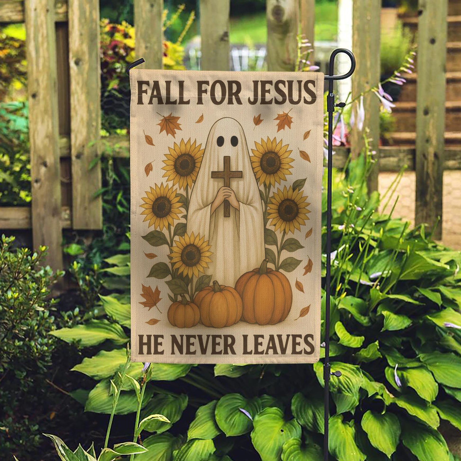 Fall For Jesus Garden Flag: Christian Autumn Decor