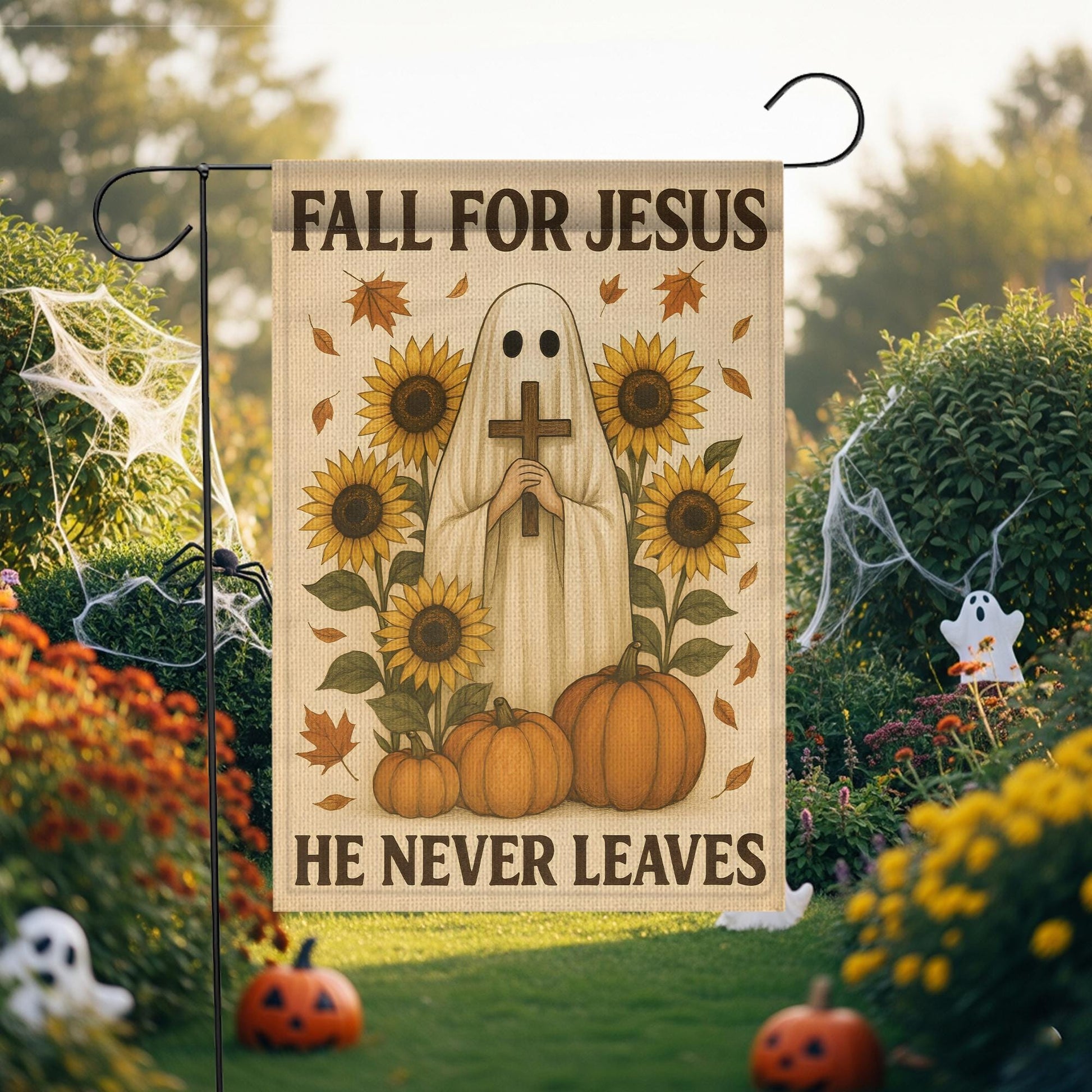 Fall For Jesus Garden Flag: Christian Autumn Decor