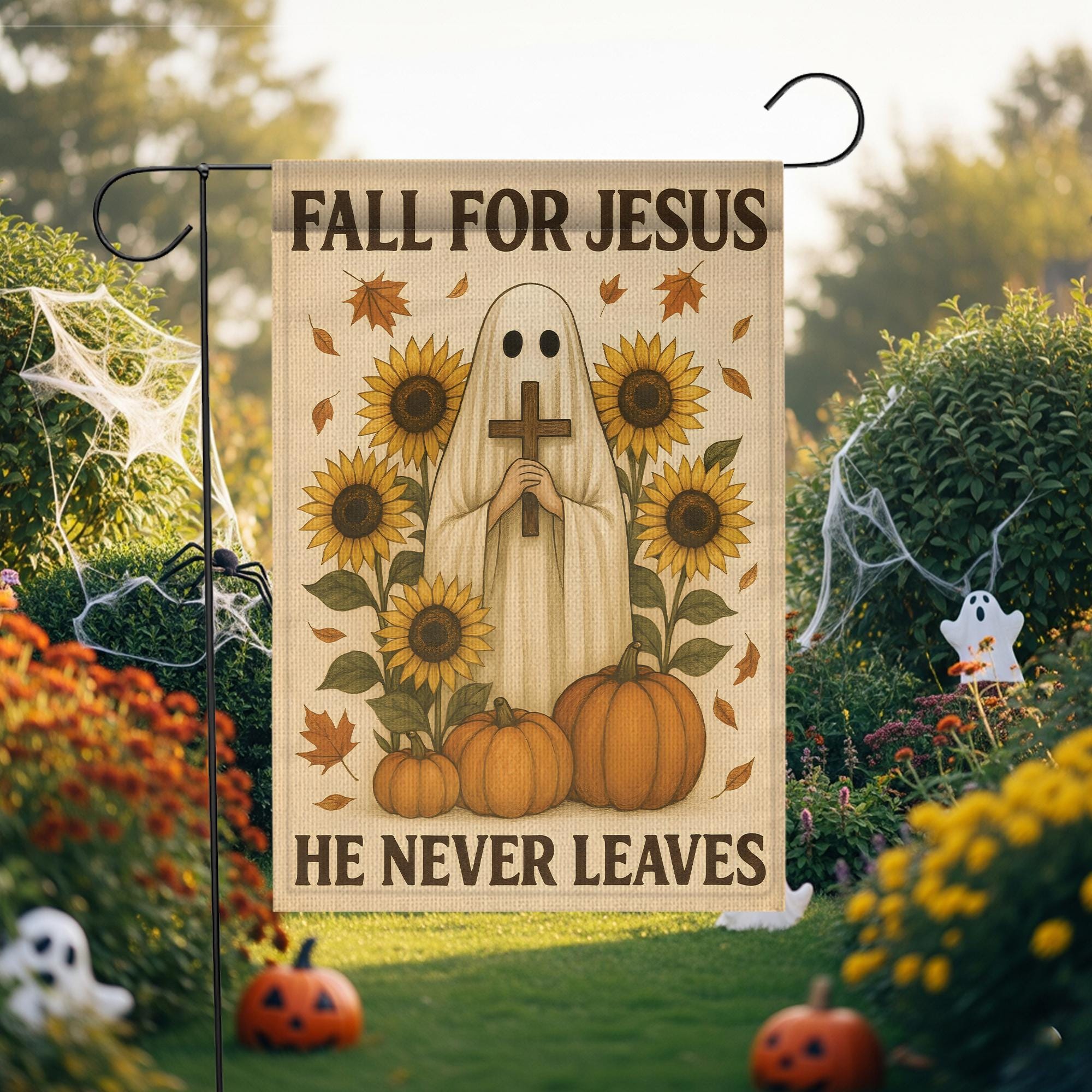 Fall For Jesus Garden Flag: Christian Autumn Decor