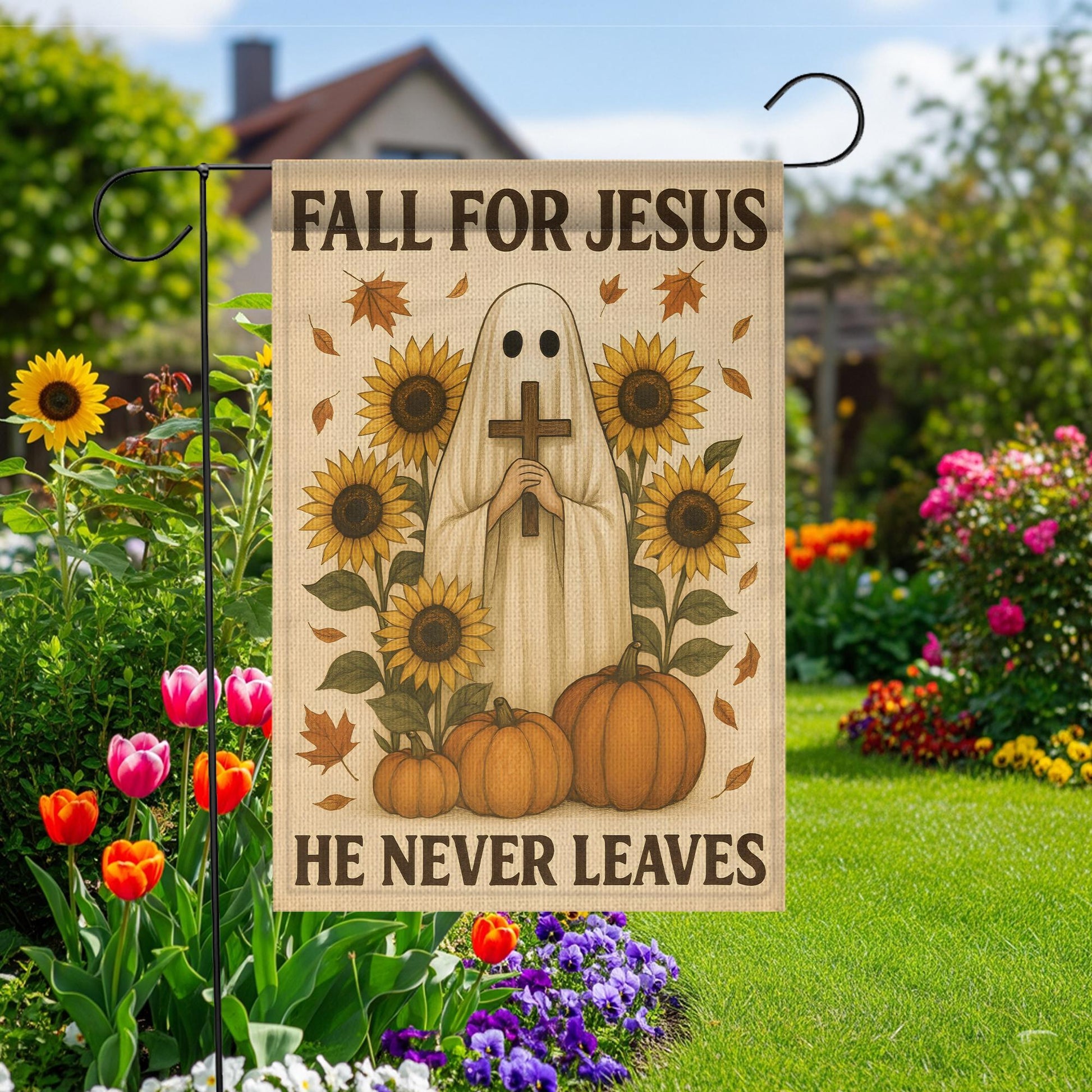 Fall For Jesus Garden Flag: Christian Autumn Decor
