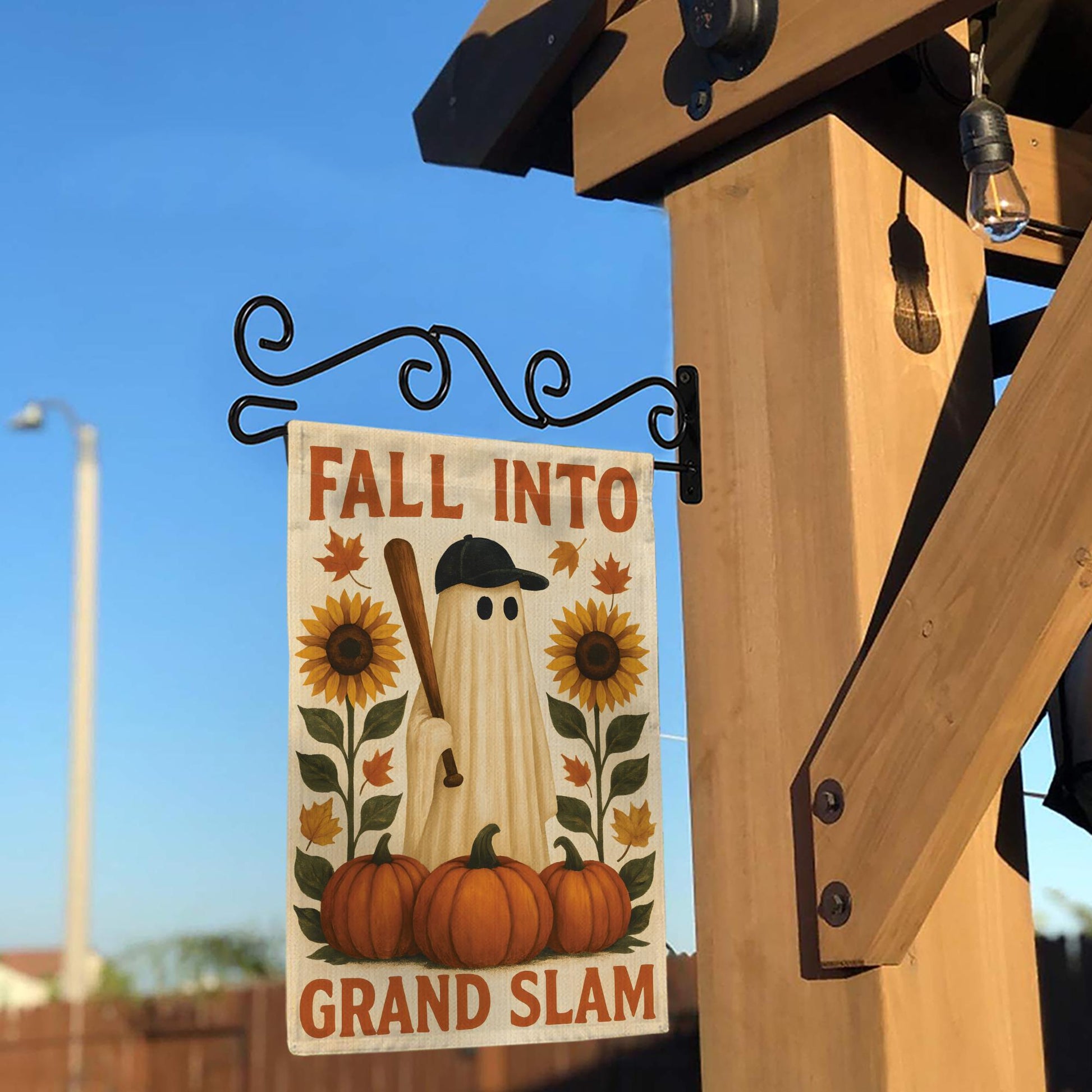 Fall Ghost Baseball Garden Flag: Spooky Autumn Decor