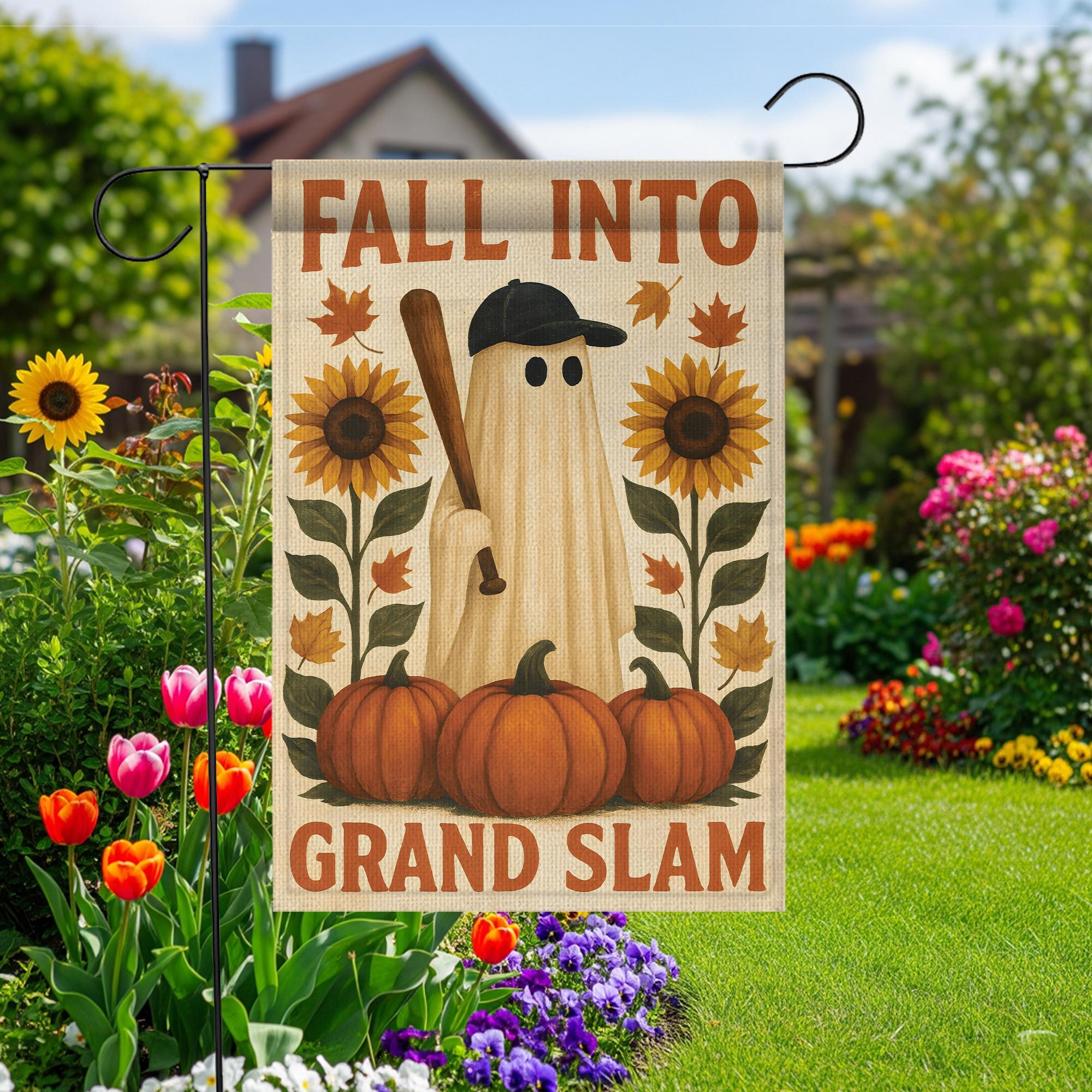 Fall Ghost Baseball Garden Flag: Spooky Autumn Decor