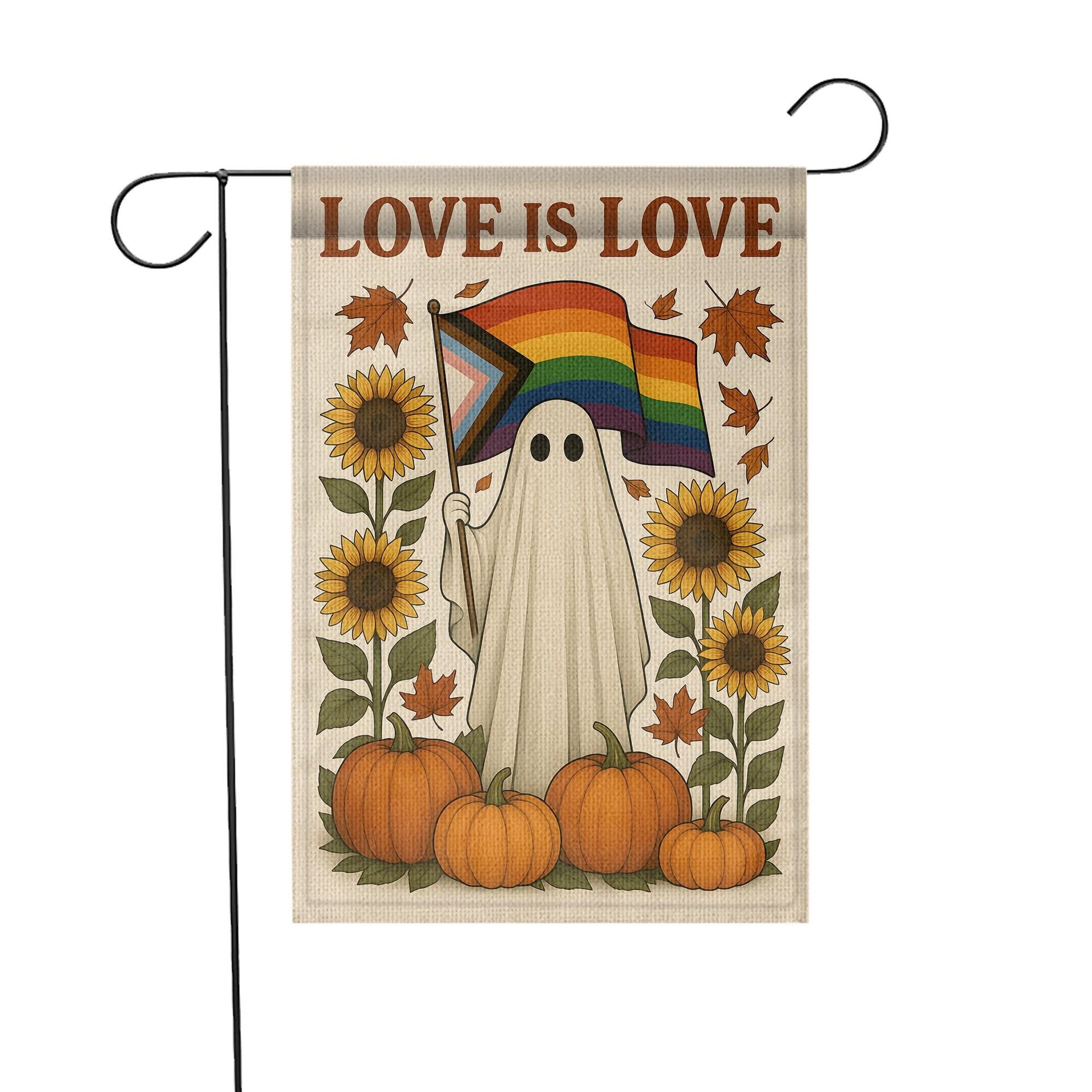 Love is Love Ghost Pride Flag: Retro Halloween Garden Banner