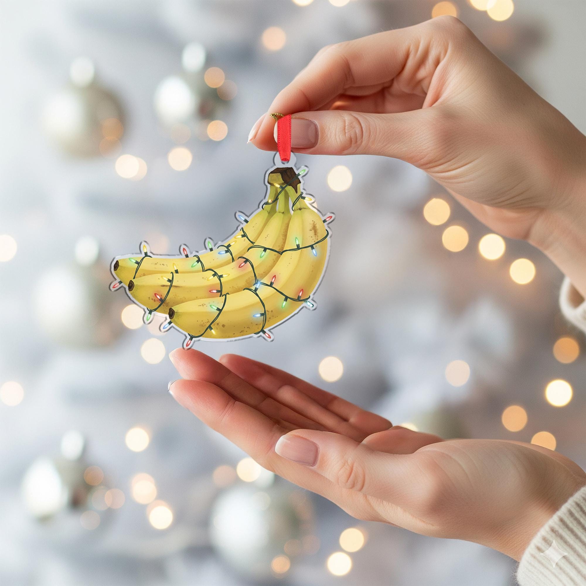 Banana Ornament – Fruit Design with Christmas Lights, Novelty Holiday Tree Decoration