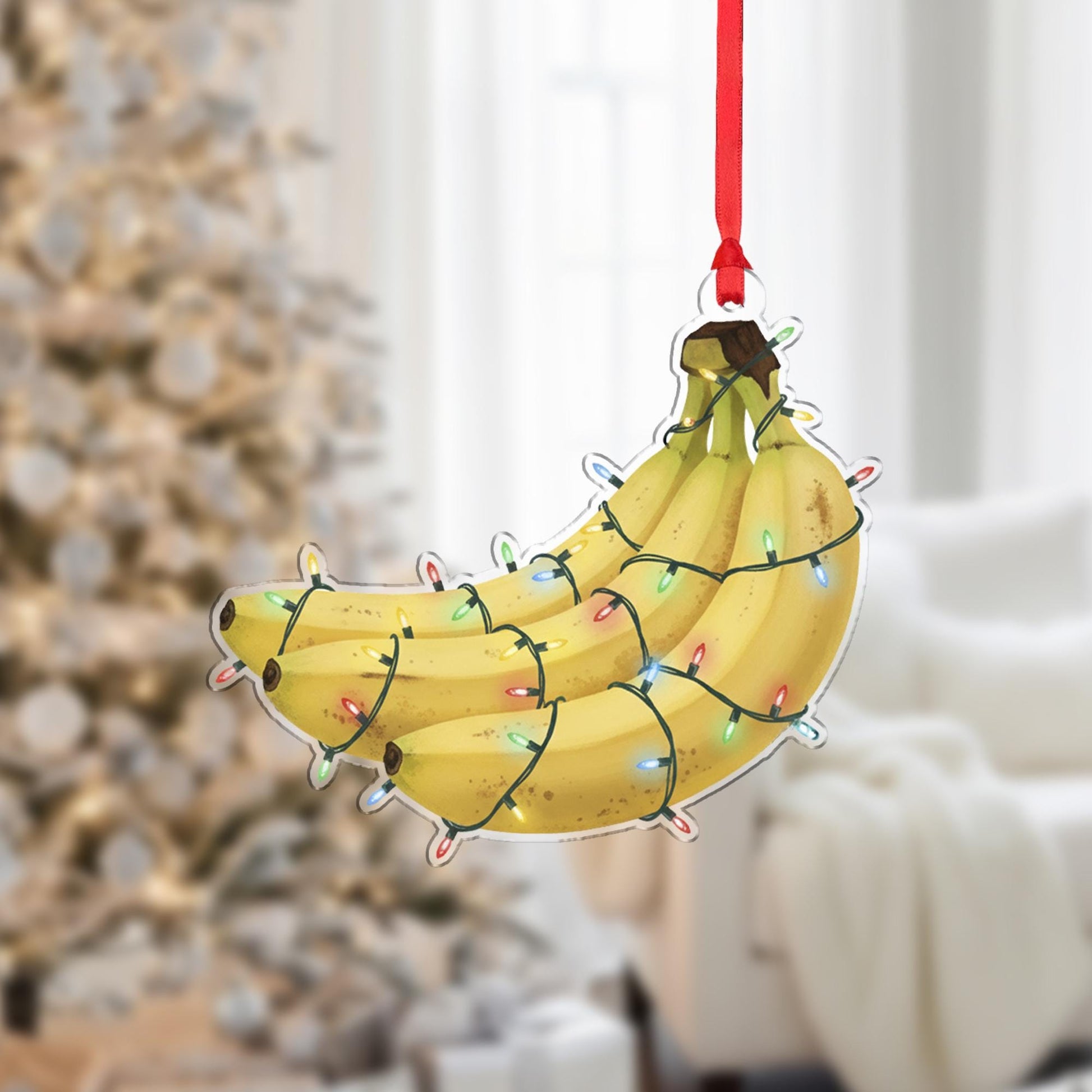 Banana Ornament – Fruit Design with Christmas Lights, Novelty Holiday Tree Decoration