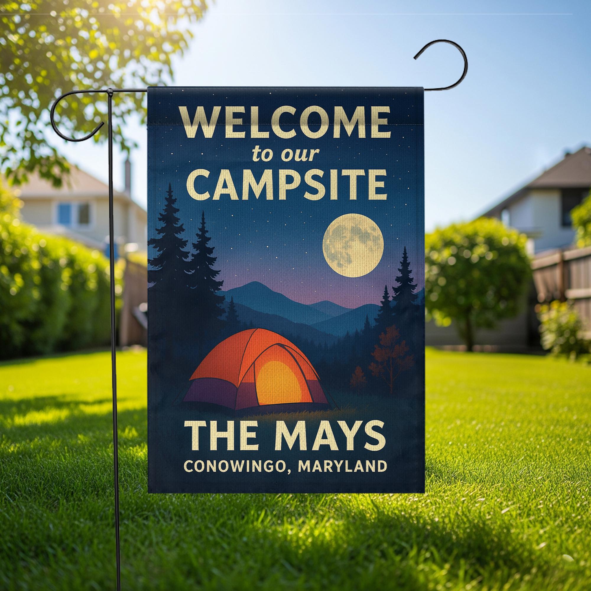 Personalized Camping Garden Flag: Custom Campsite Outdoor Yard Decoration