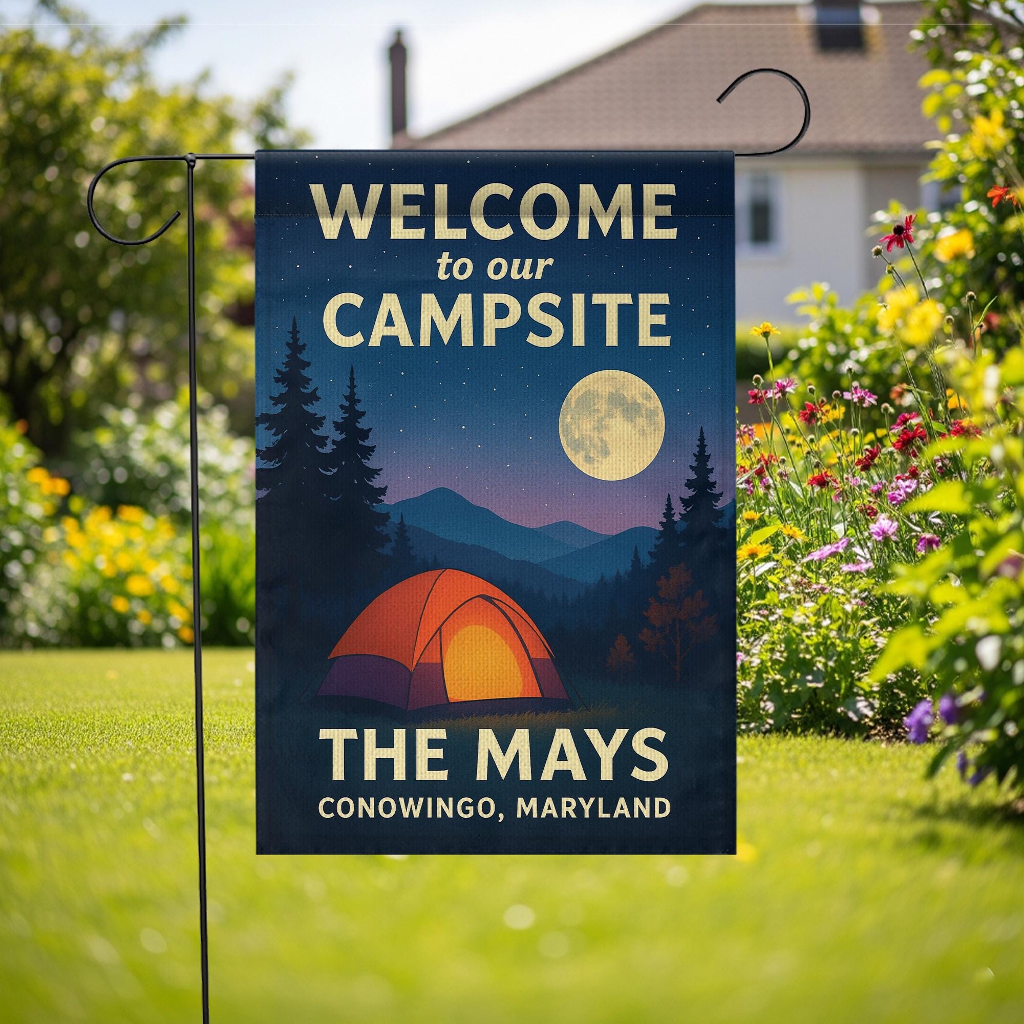 Personalized Camping Garden Flag: Custom Campsite Outdoor Yard Decoration
