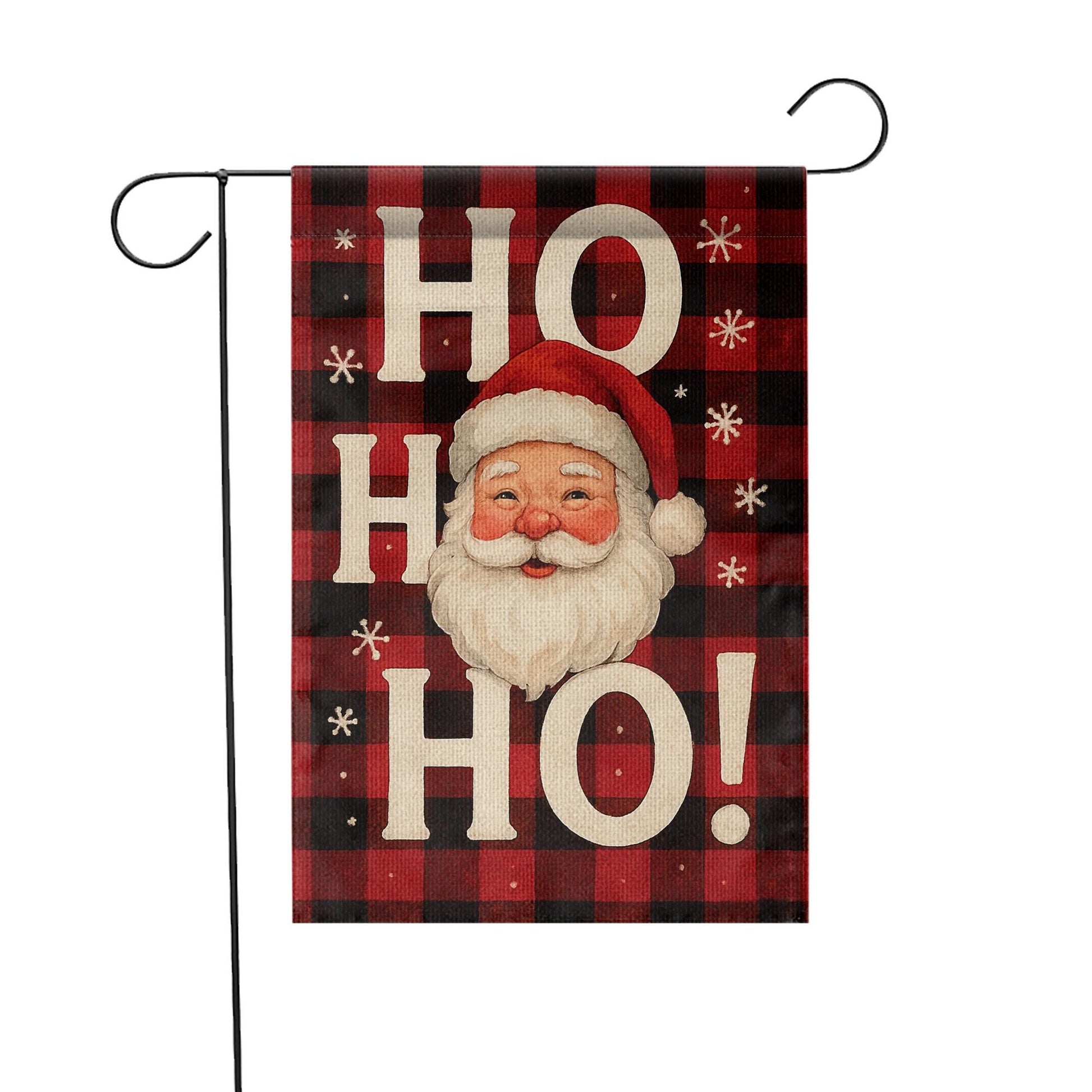 Buffalo Plaid Santa Garden Flag: Rustic Christmas Decor