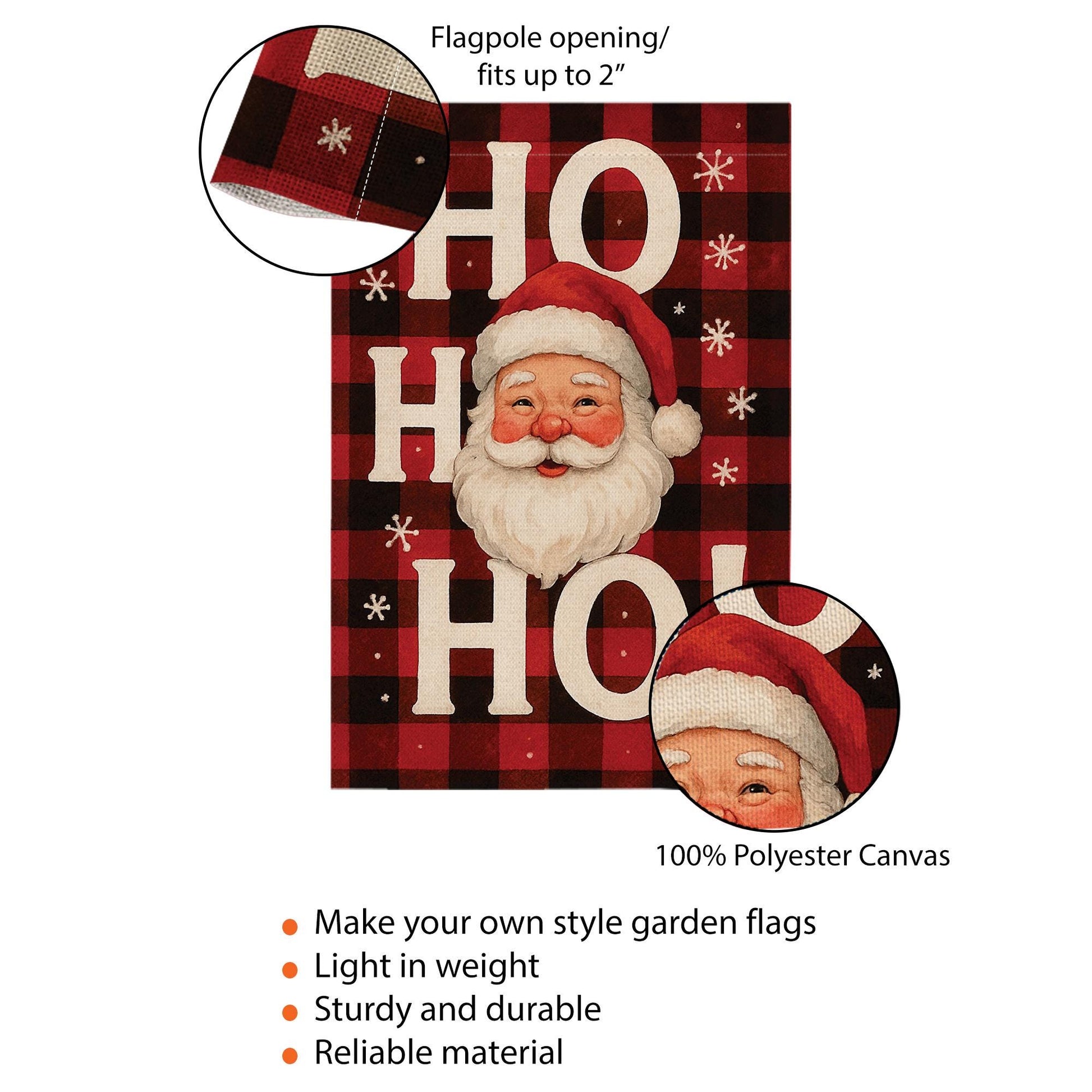 Buffalo Plaid Santa Garden Flag: Rustic Christmas Decor