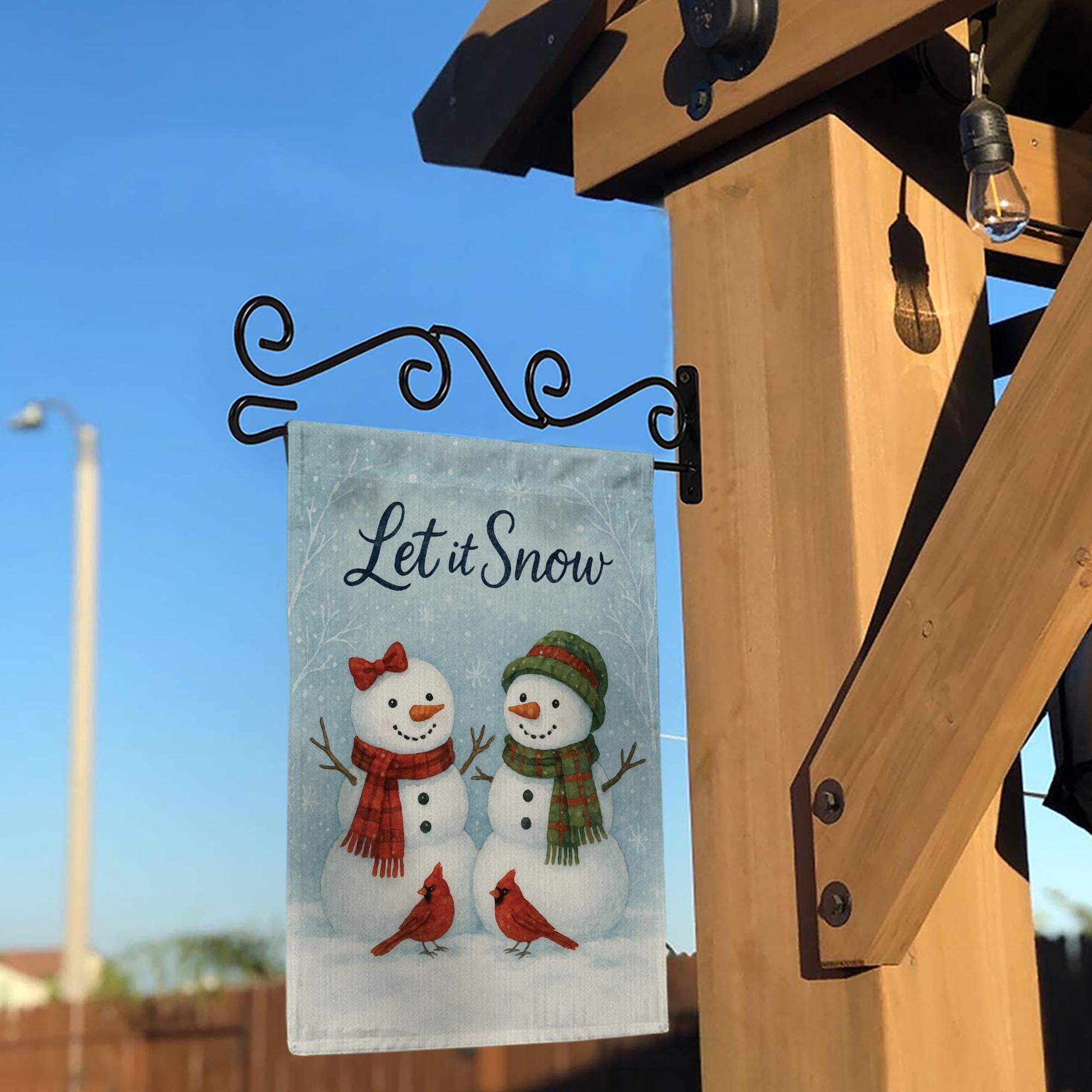 Let It Snow Garden Flag: Rustic Holiday Outdoor Banner for Christmas Porch Decor