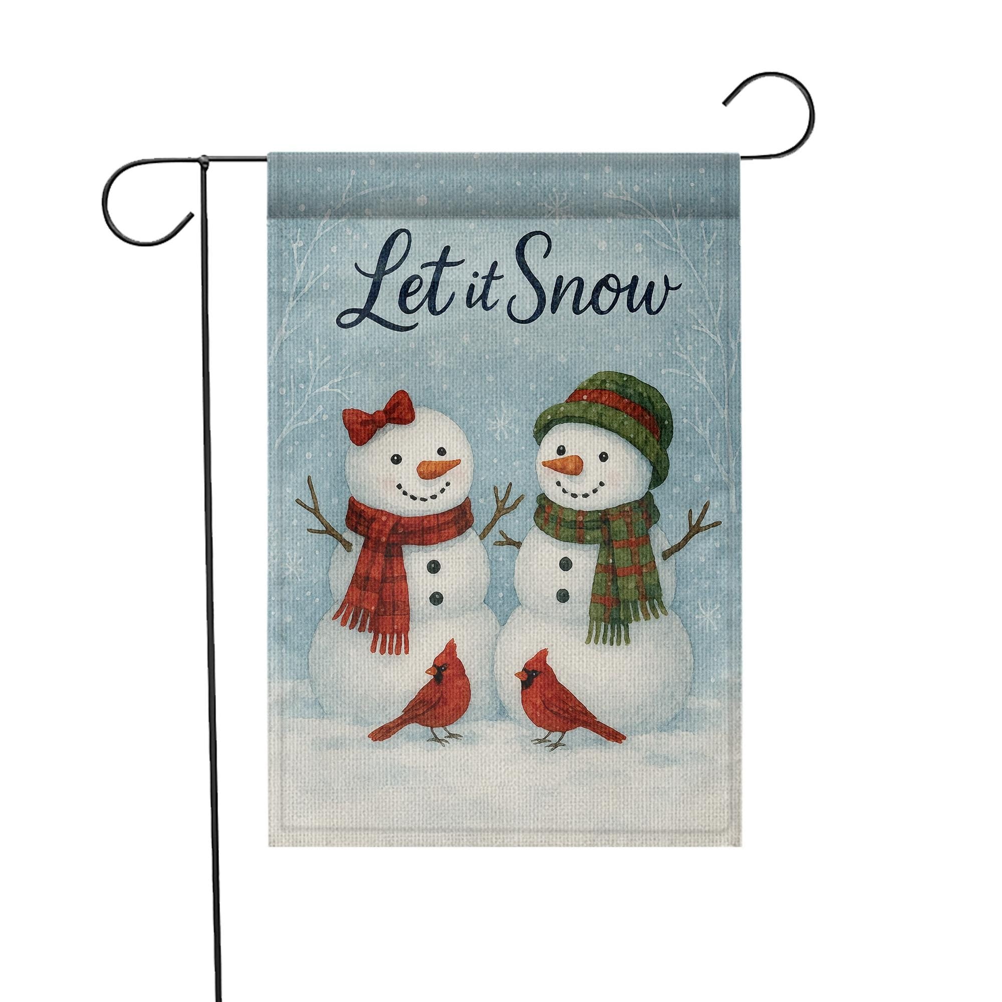 Let It Snow Garden Flag: Rustic Holiday Outdoor Banner for Christmas Porch Decor