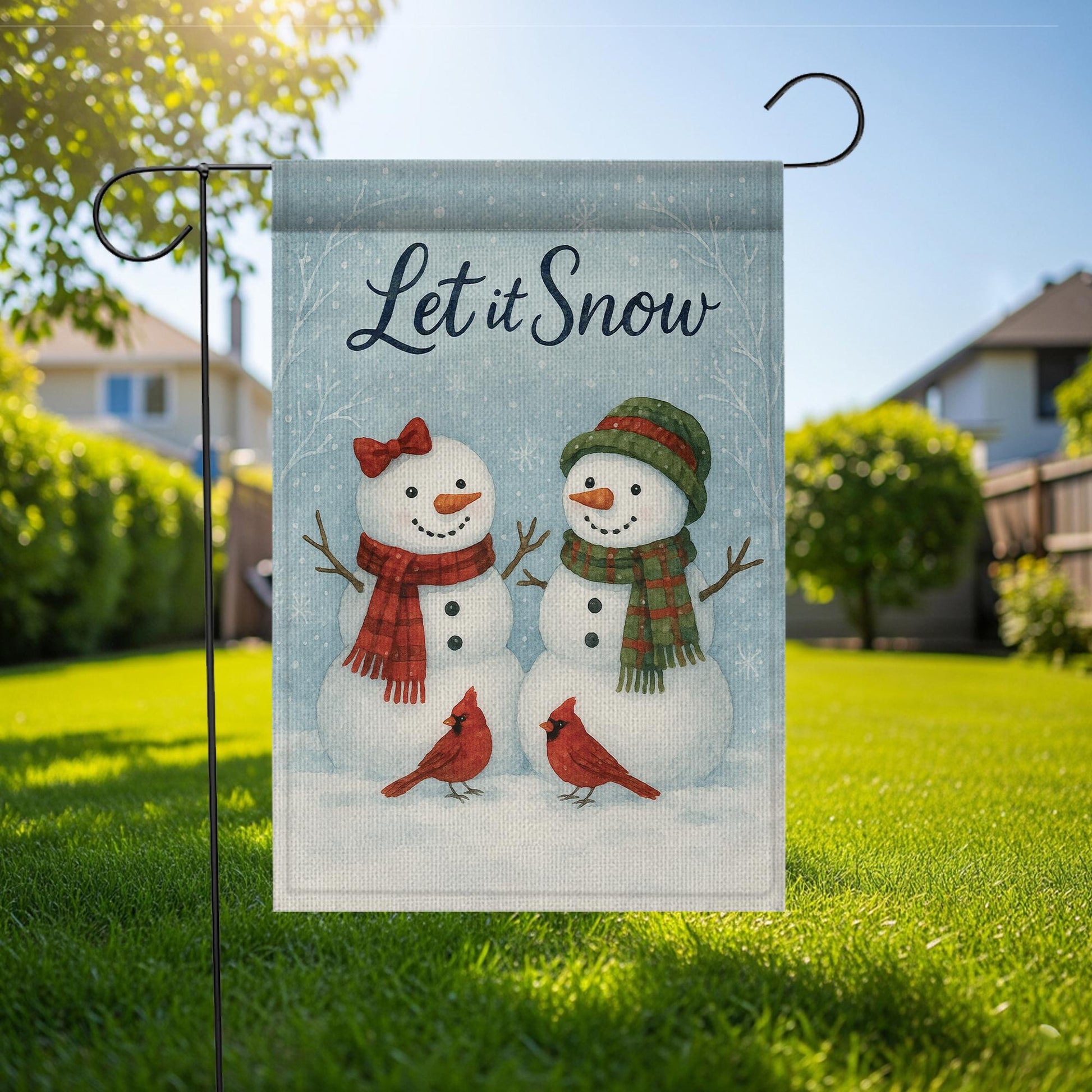 Let It Snow Garden Flag: Rustic Holiday Outdoor Banner for Christmas Porch Decor