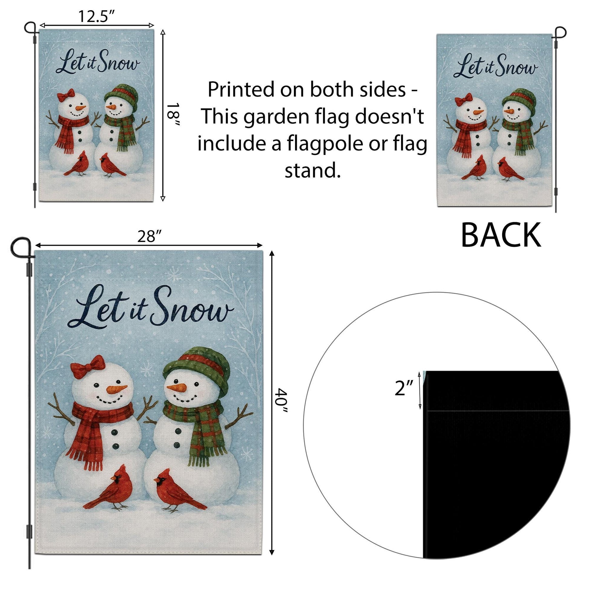 Let It Snow Garden Flag: Rustic Holiday Outdoor Banner for Christmas Porch Decor
