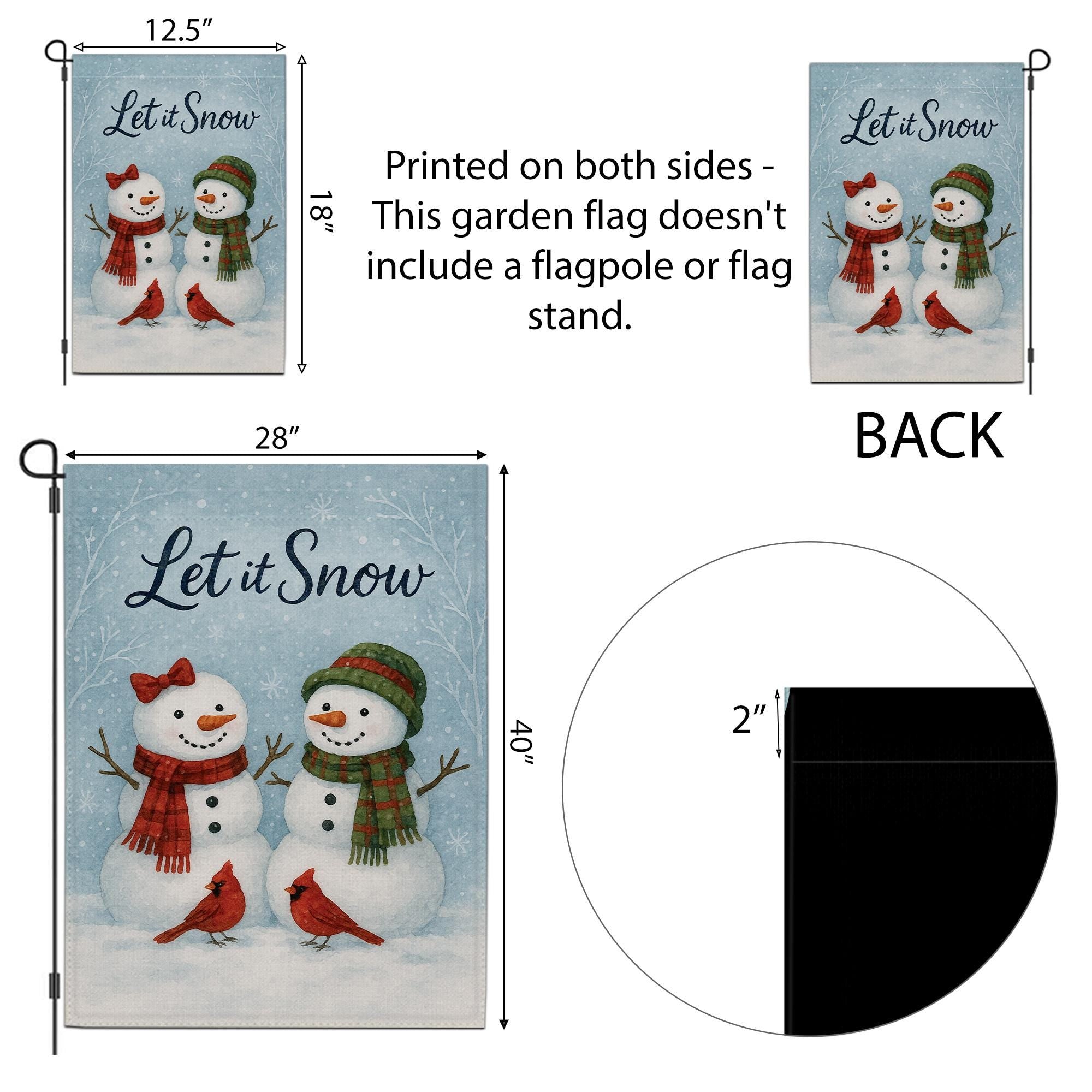 Let It Snow Garden Flag: Rustic Holiday Outdoor Banner for Christmas Porch Decor