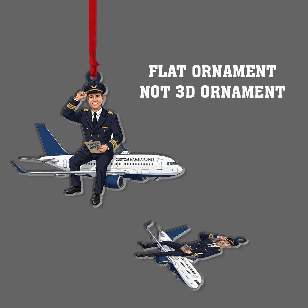 Custom Pilot Airplane Ornament – Personalized Aviation Christmas Tree Decoration