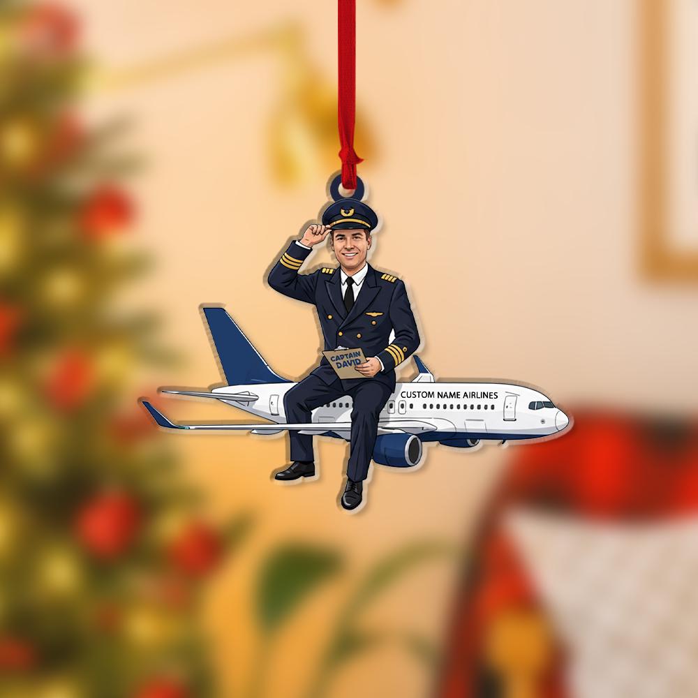 Custom Pilot Airplane Ornament – Personalized Aviation Christmas Tree Decoration