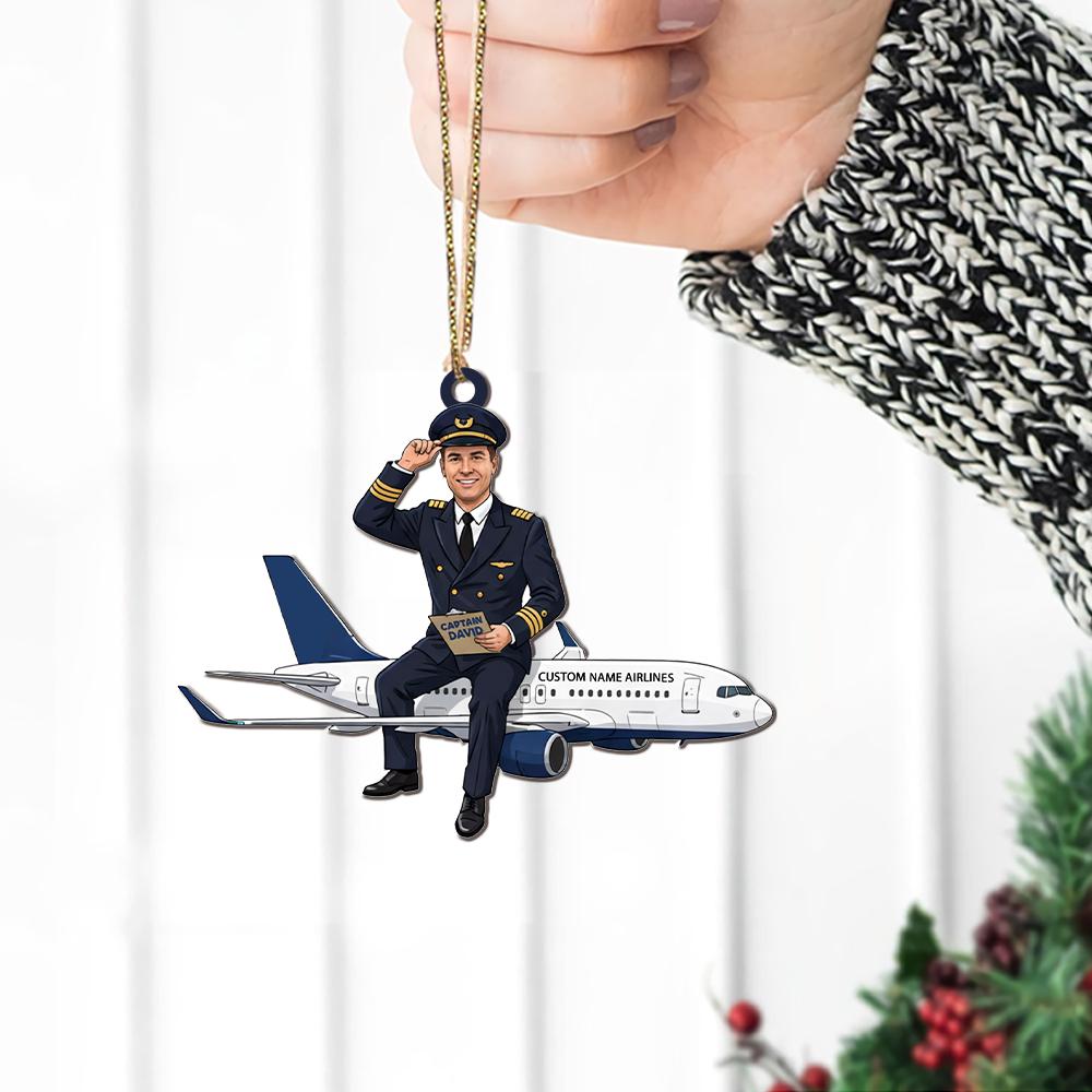 Custom Pilot Airplane Ornament – Personalized Aviation Christmas Tree Decoration