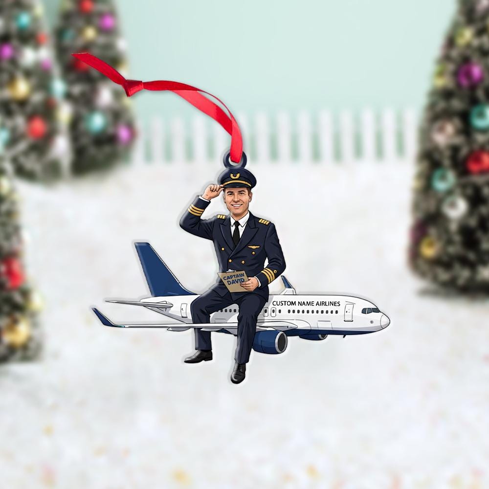 Custom Pilot Airplane Ornament – Personalized Aviation Christmas Tree Decoration