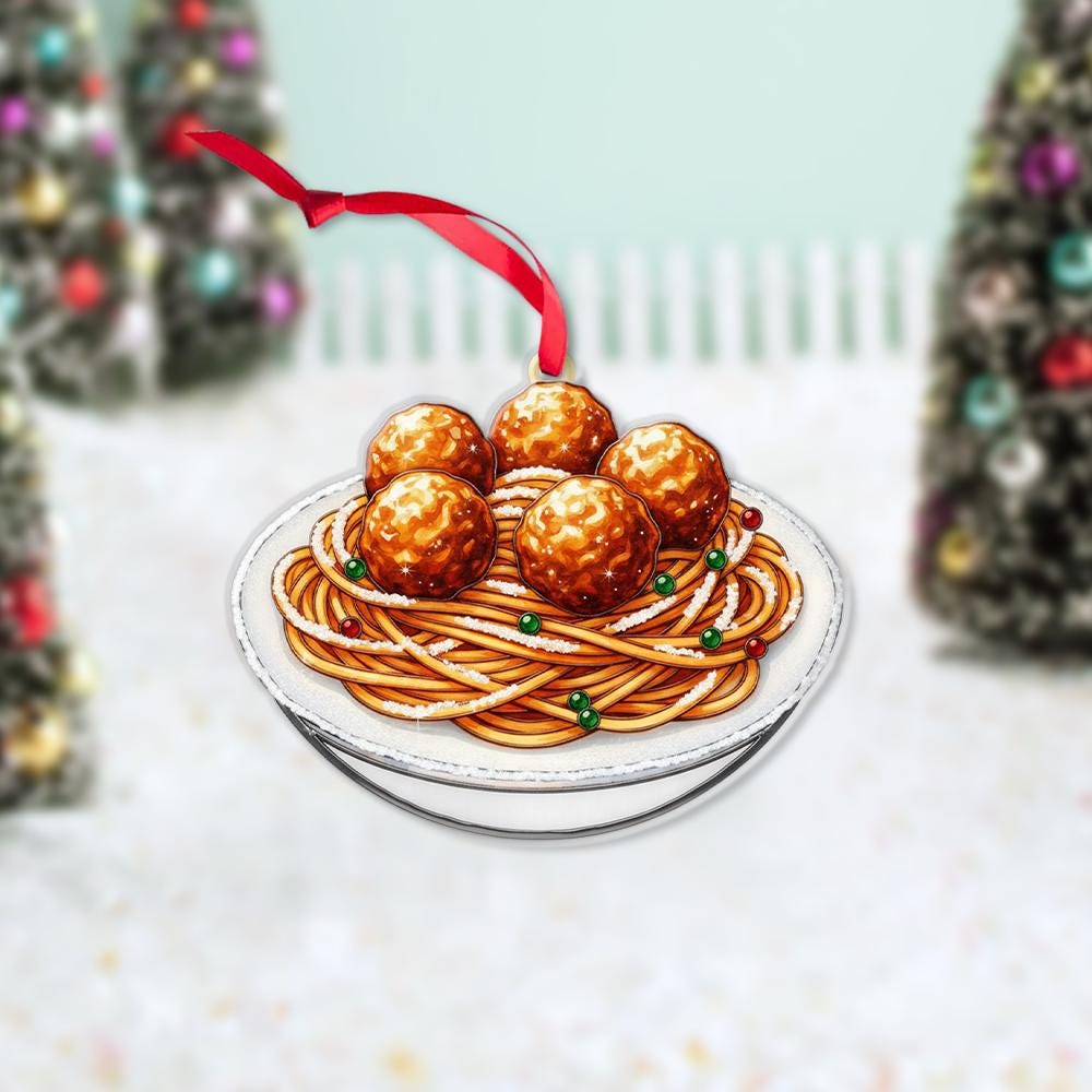 Spaghetti and Meatballs Ornament – Holiday Tree Decoration with Pasta Bowl Design