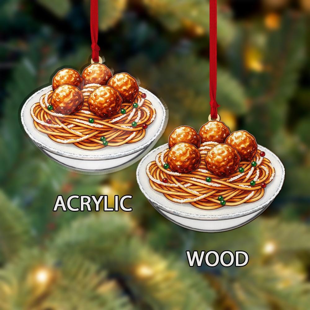 Spaghetti and Meatballs Ornament – Holiday Tree Decoration with Pasta Bowl Design