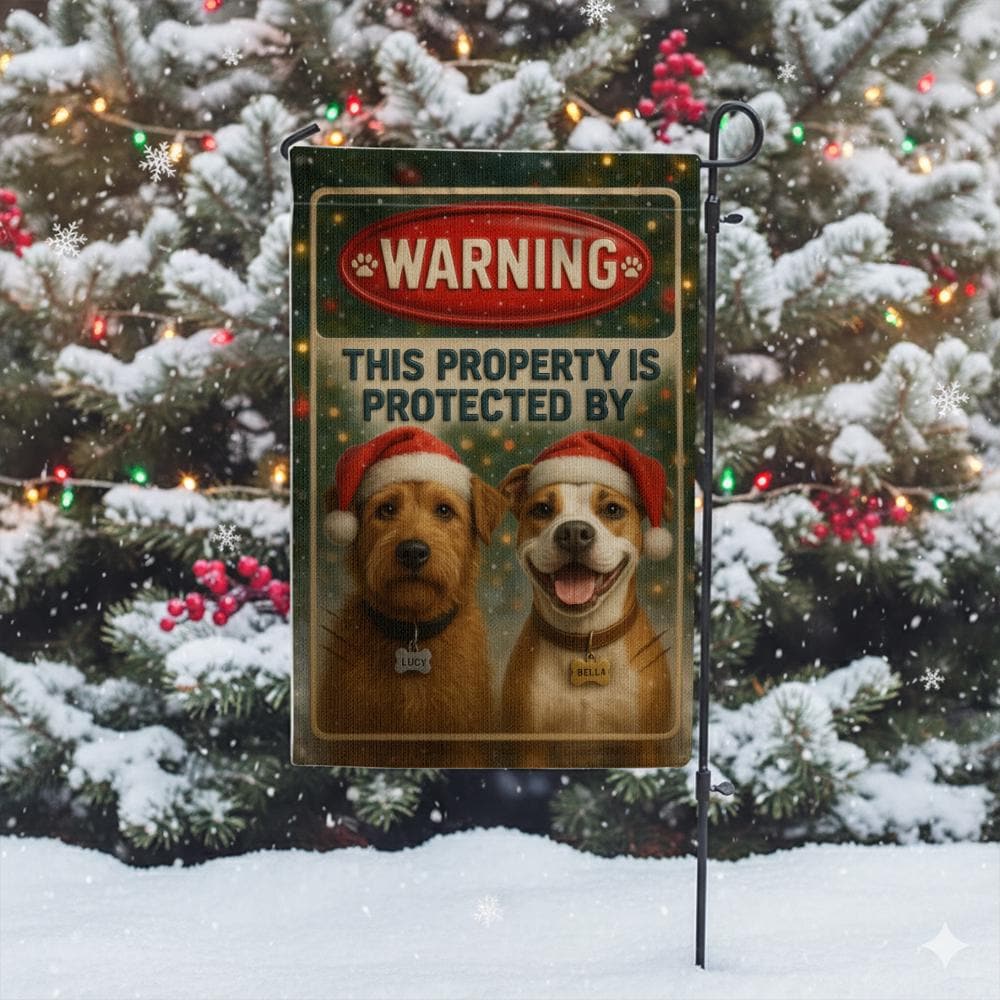 Personalized Dog Garden Flag – Outdoor Holiday Yard Decoration with Warning Sign Design