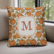 Personalized Pumpkin Pillow with Monogram, Fall Harvest Throw Cushion