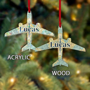 Personalized Airplane Ornament with VFR Sectional Chart Map, Custom Name Christmas Decoration