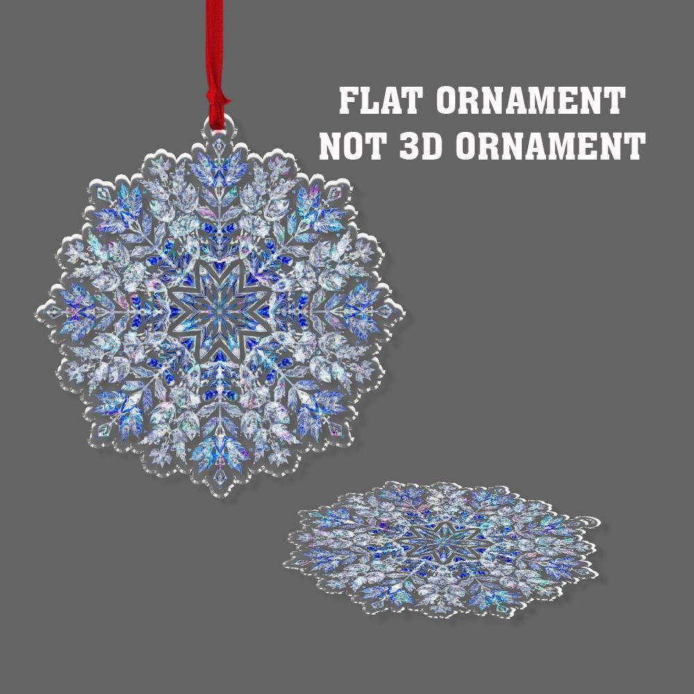 Snowflake Ornament – Holiday Tree Decoration with Blue Crystal Pattern Design