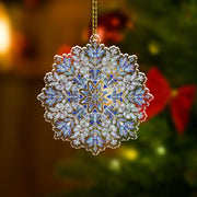 Snowflake Ornament – Holiday Tree Decoration with Blue Crystal Pattern Design