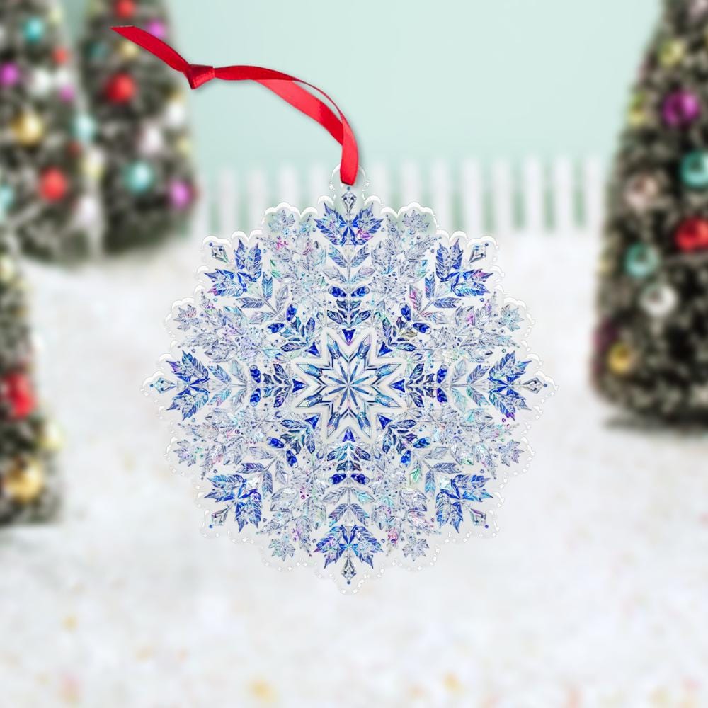 Snowflake Ornament – Holiday Tree Decoration with Blue Crystal Pattern Design