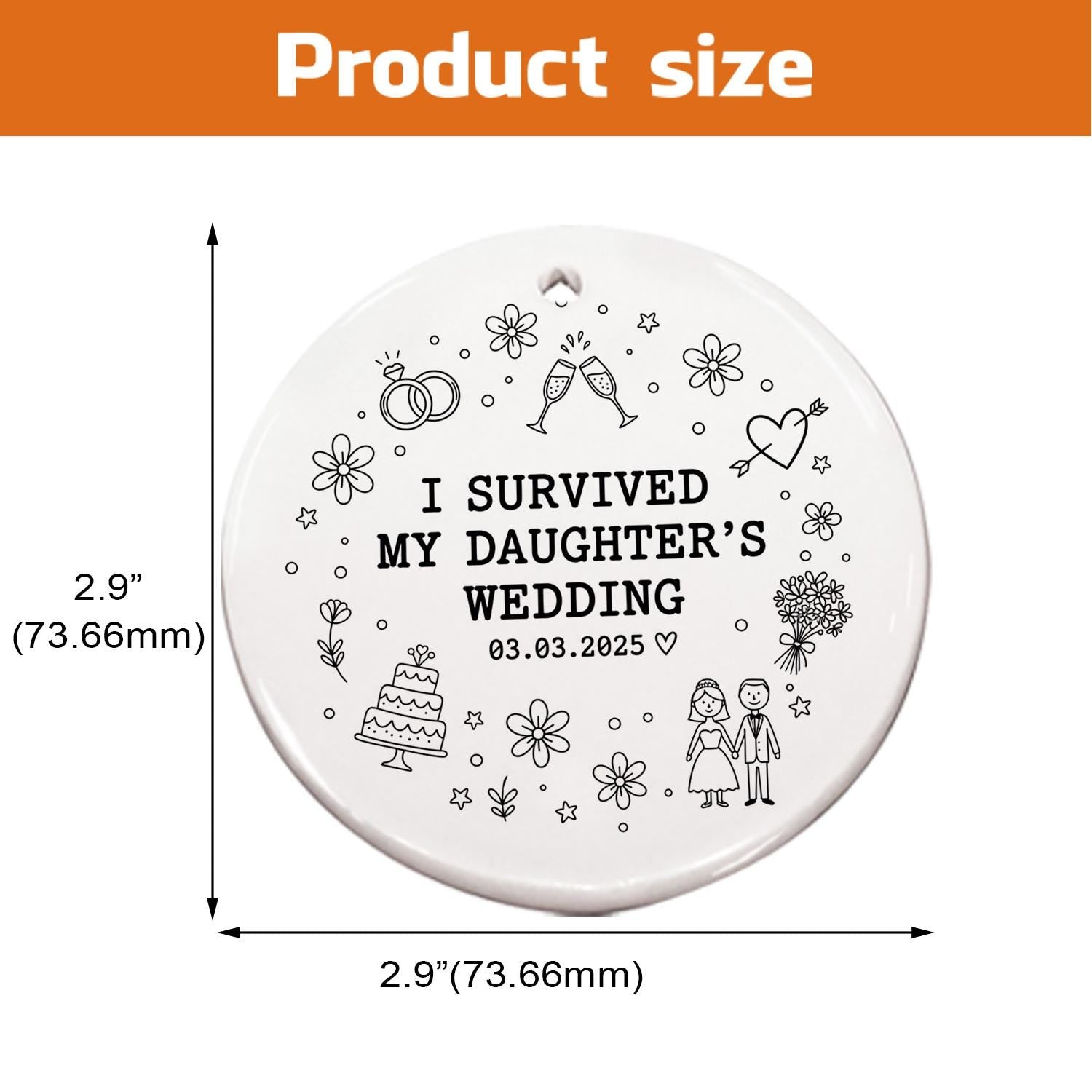 Wedding Ornament – Personalized Ceramic Decoration with Funny Daughter Wedding Design