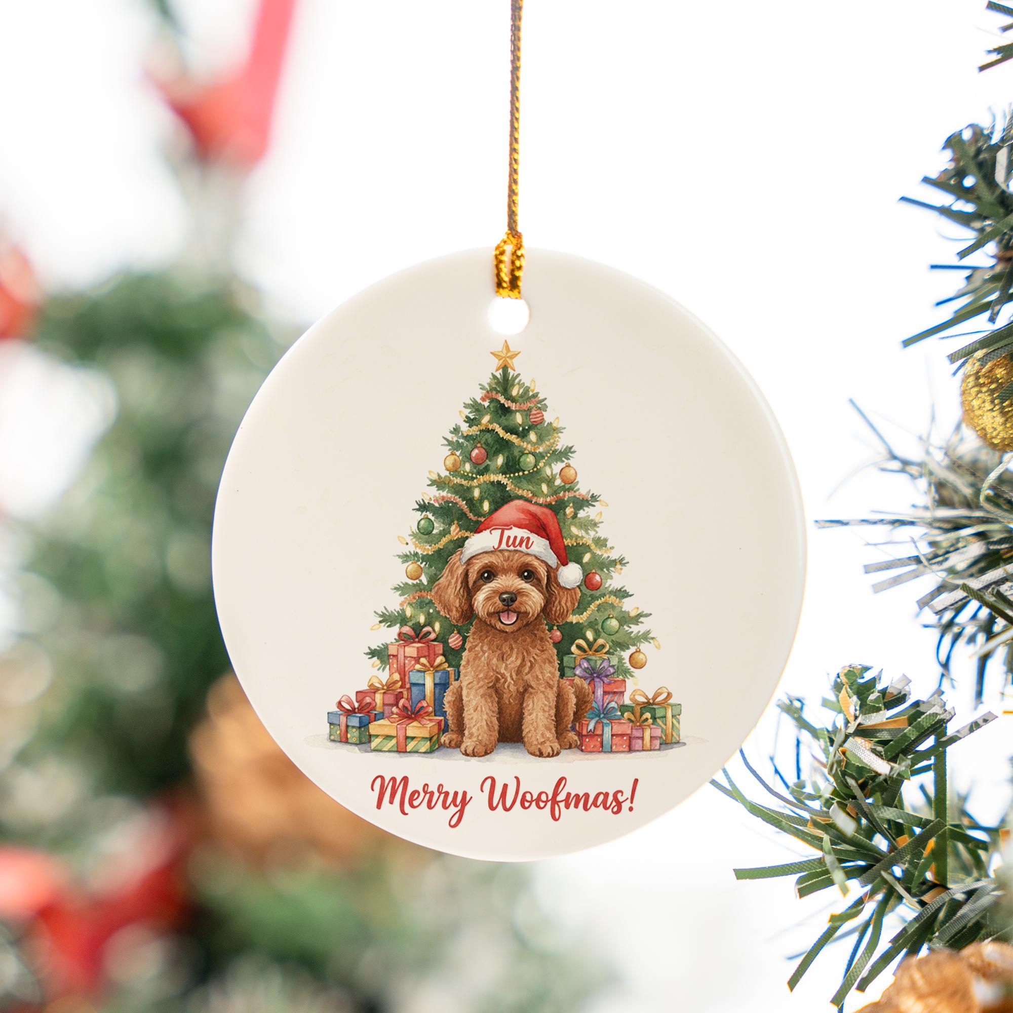 Personalized Dog Ornament: Ceramic Christmas Tree Decoration with Pet and Gifts
