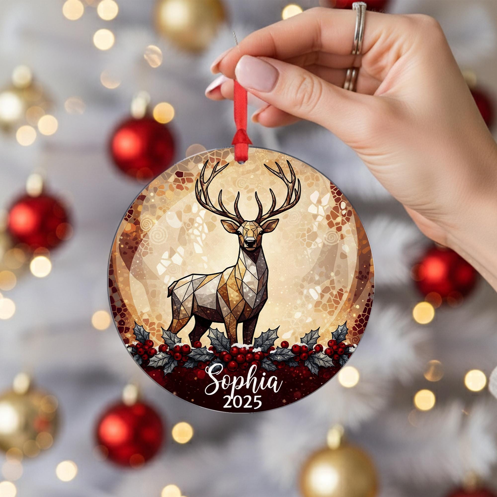 Personalized Deer Ornament 2025: Custom Name Christmas Ornament