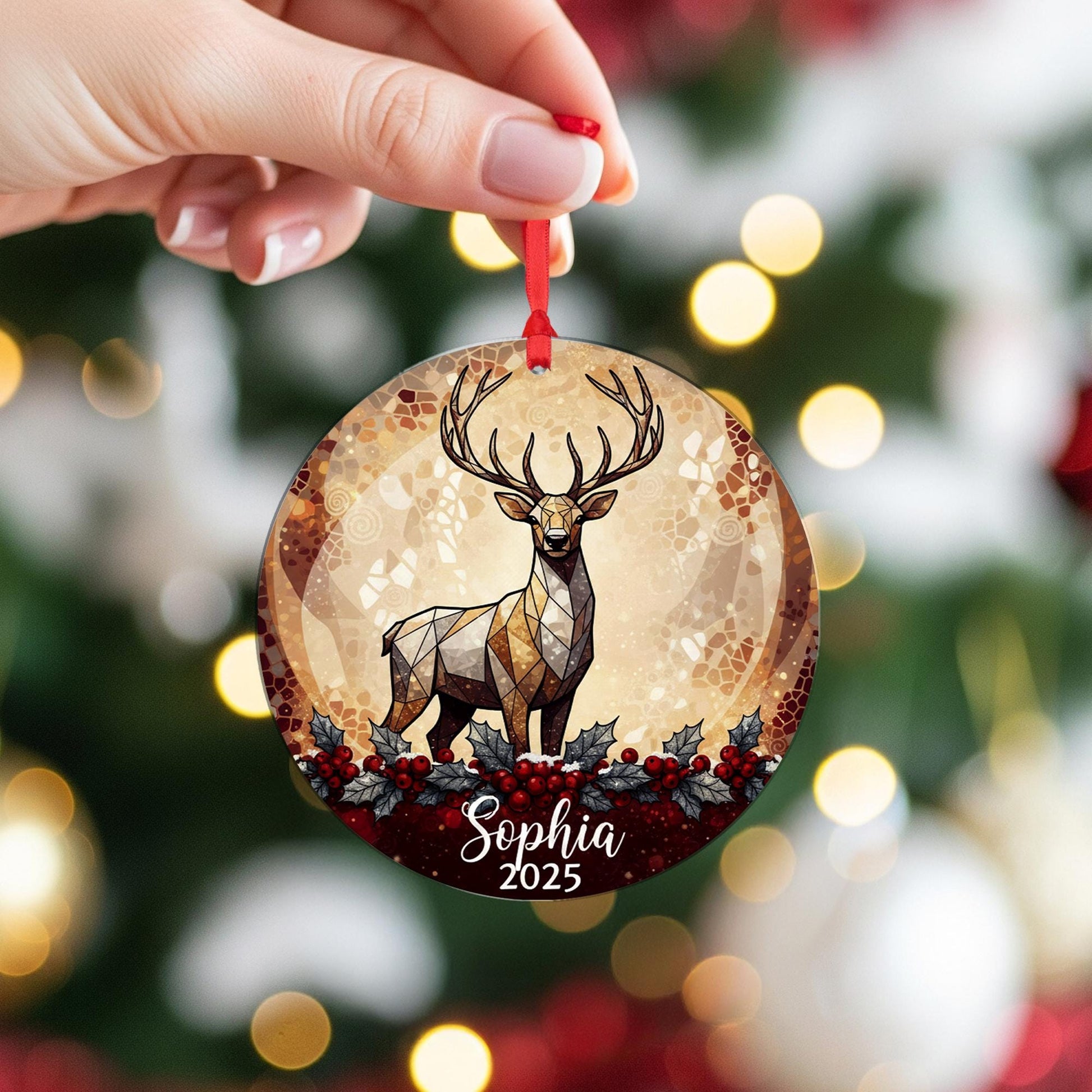 Personalized Deer Ornament 2025: Custom Name Christmas Ornament