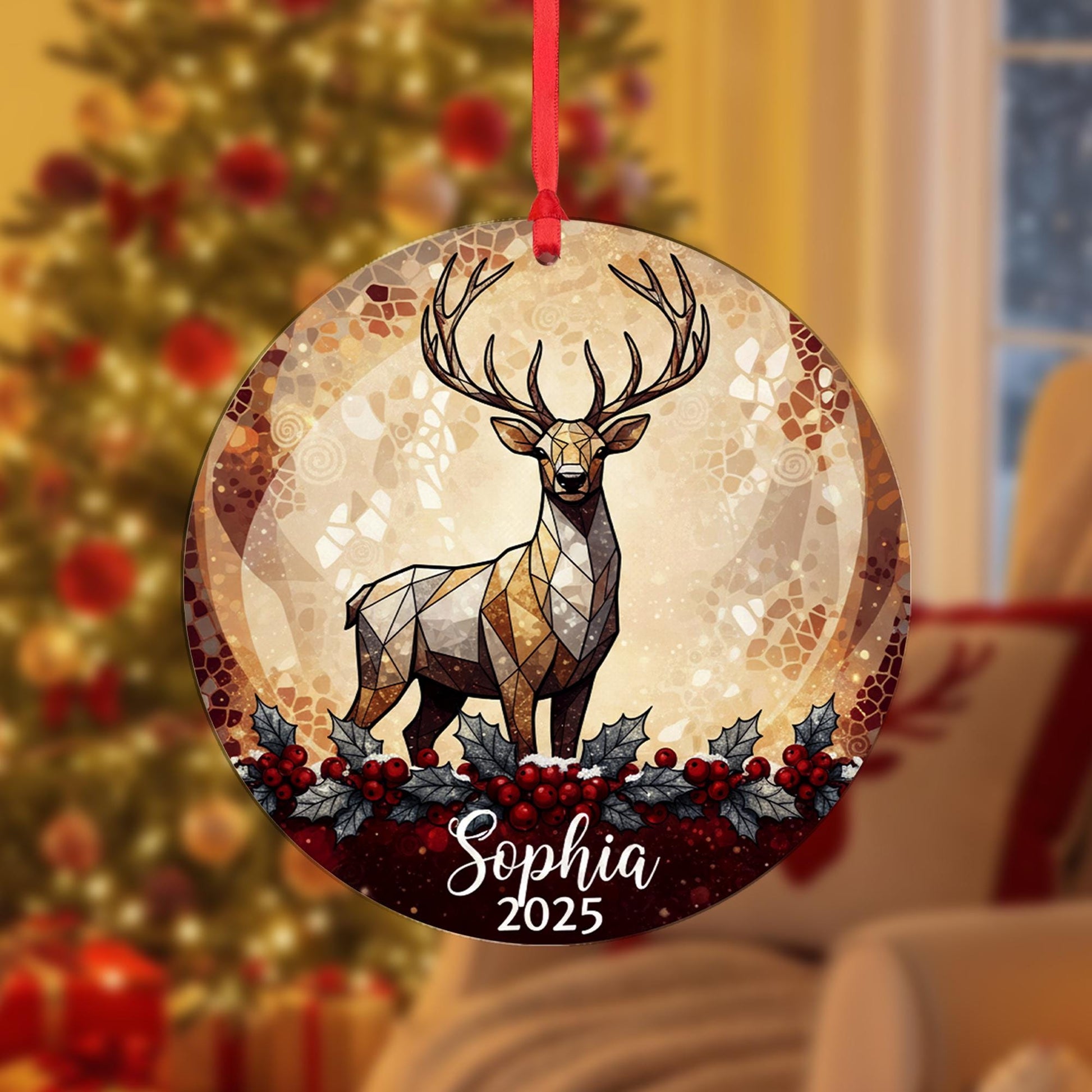 Personalized Deer Ornament 2025: Custom Name Christmas Ornament