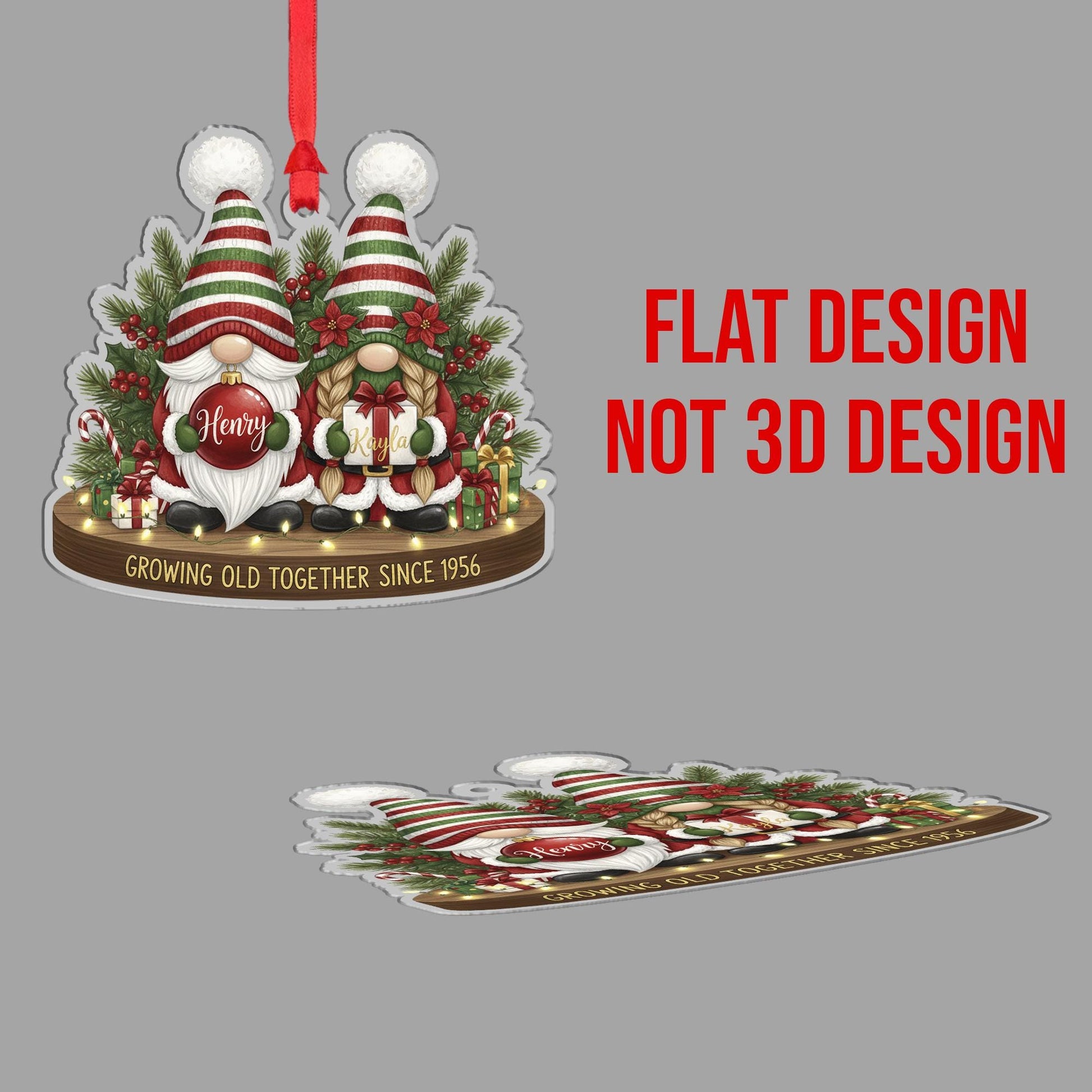 Personalized Ornament: Gnome Couple Design, Anniversary Keepsake Decoration