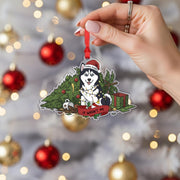Personalized Dog Christmas Ornament – Husky Design, Funny Holiday Tree Decoration, Custom Name Pet Keepsake